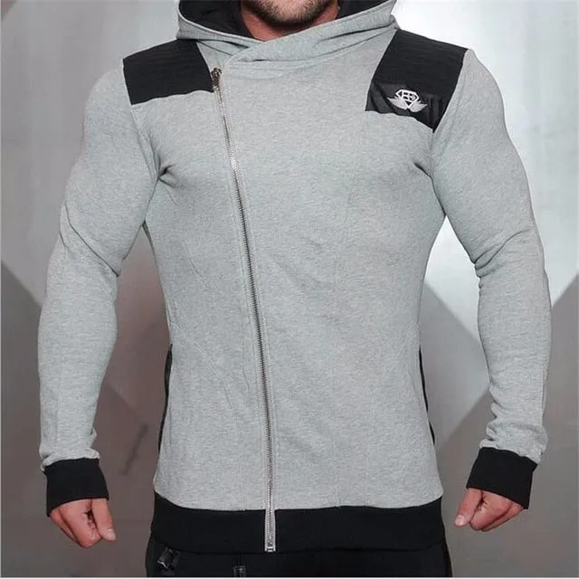 2018 Fashion Cotton Hoodies Men Fitness Hip Hop Mens Brand Solid Hooded Zipper Hoodie Cardigan Sweatshirt Slim Fit Men Hoody