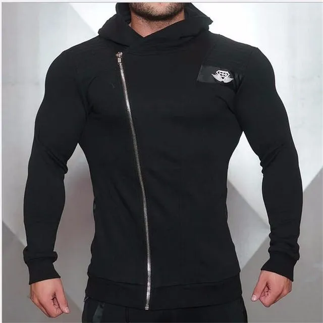 2018 Fashion Cotton Hoodies Men Fitness Hip Hop Mens Brand Solid Hooded Zipper Hoodie Cardigan Sweatshirt Slim Fit Men Hoody