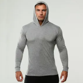 2019 Long Sleeve Fitness Hoodies Men Autumn Thin Sweatshirt Male Sporting Slim Fit Streetwear Solid Pullover Hoodie White Gray