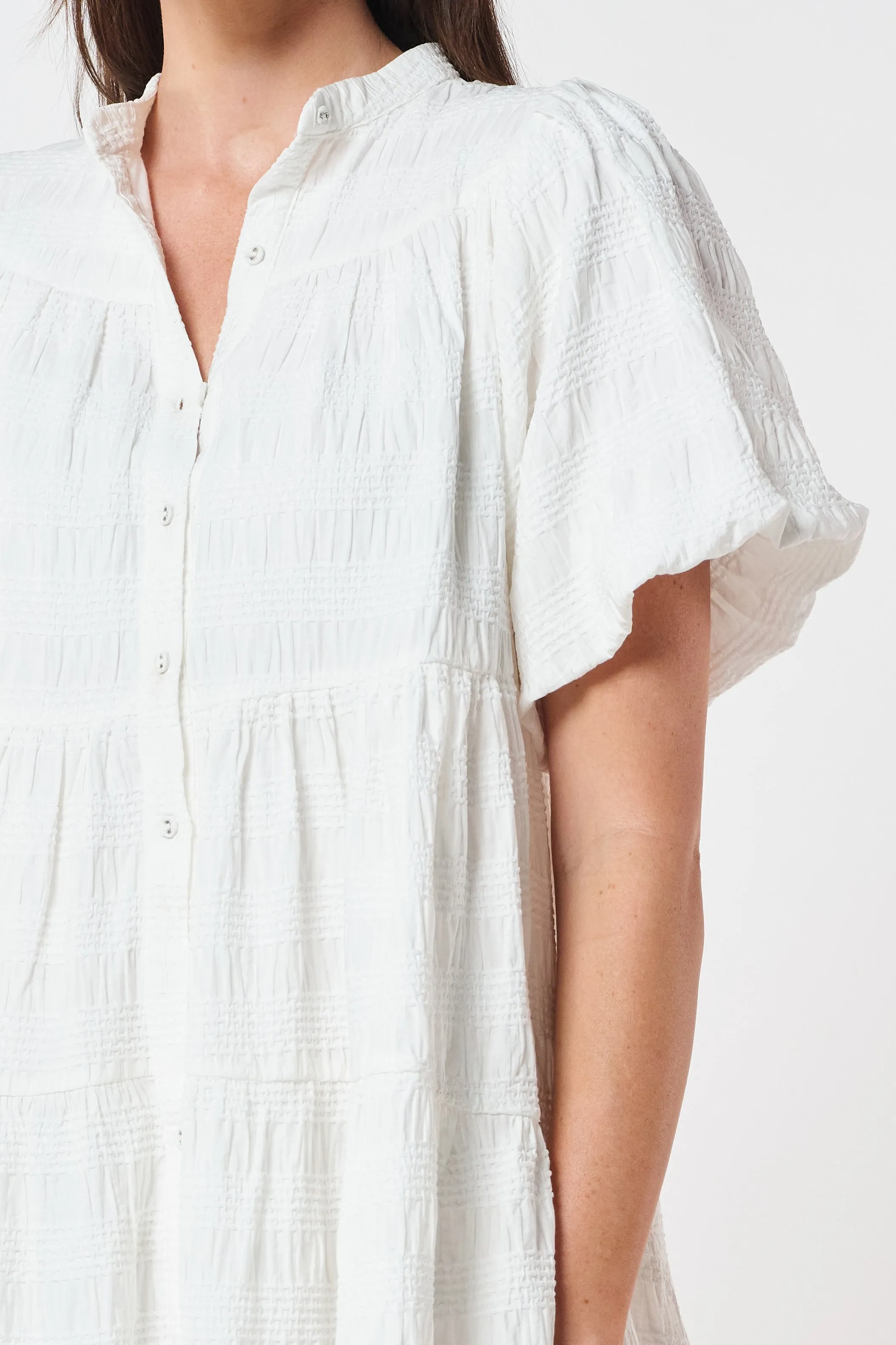 Aloha Button Down Babydoll Dress - Off-White