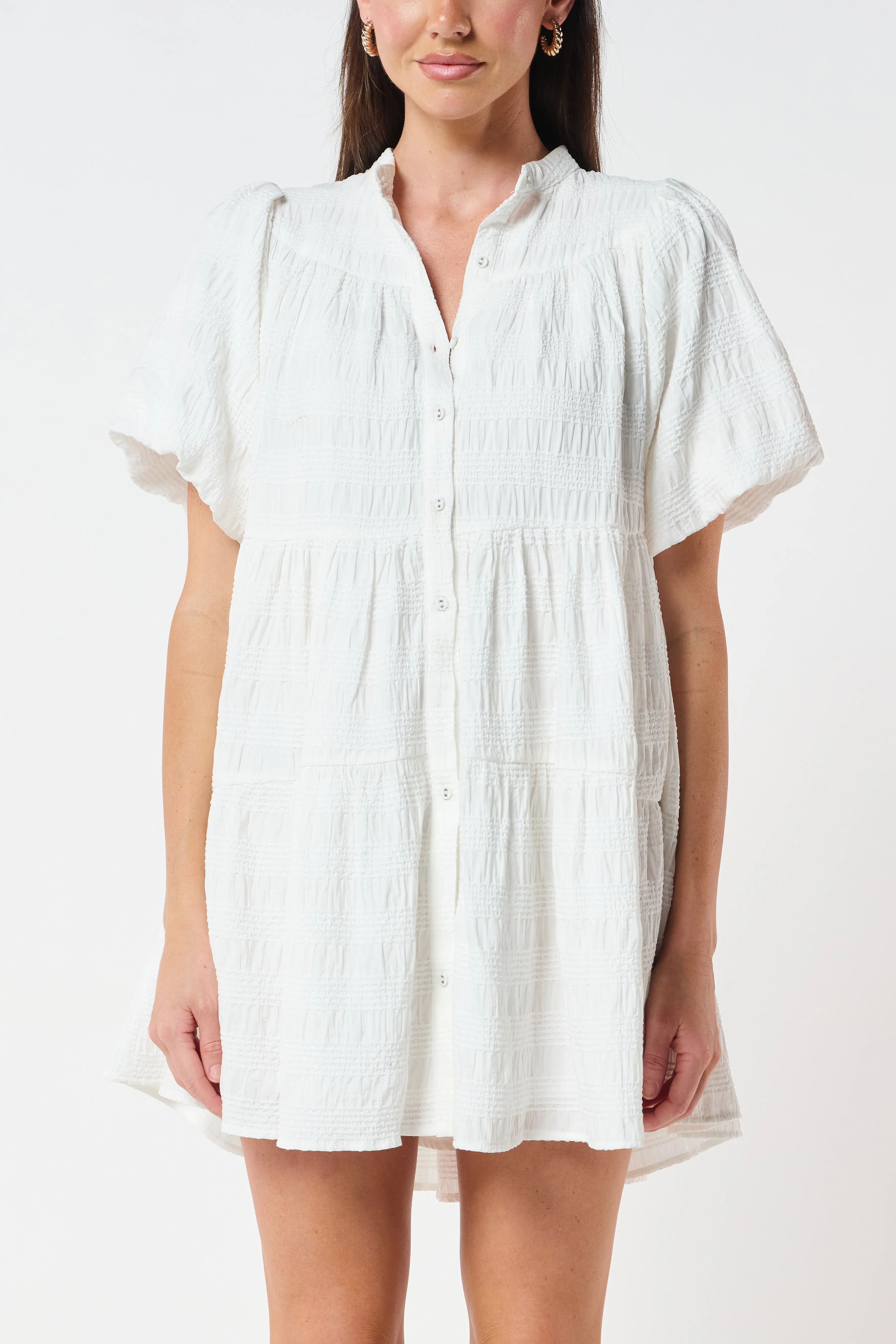 Aloha Button Down Babydoll Dress - Off-White