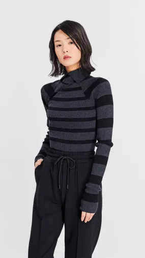 Asymmetric Striped Pullover