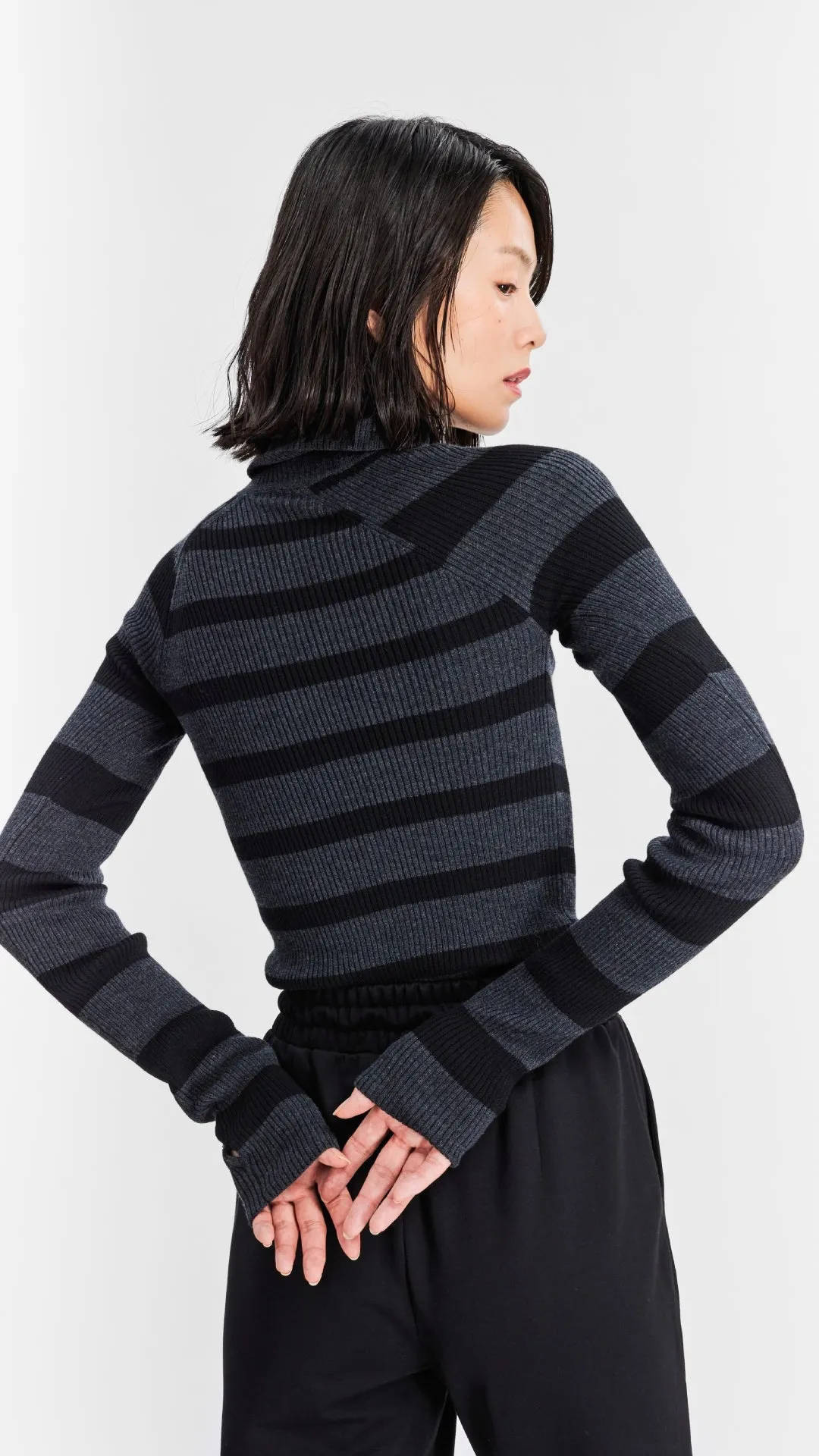 Asymmetric Striped Pullover