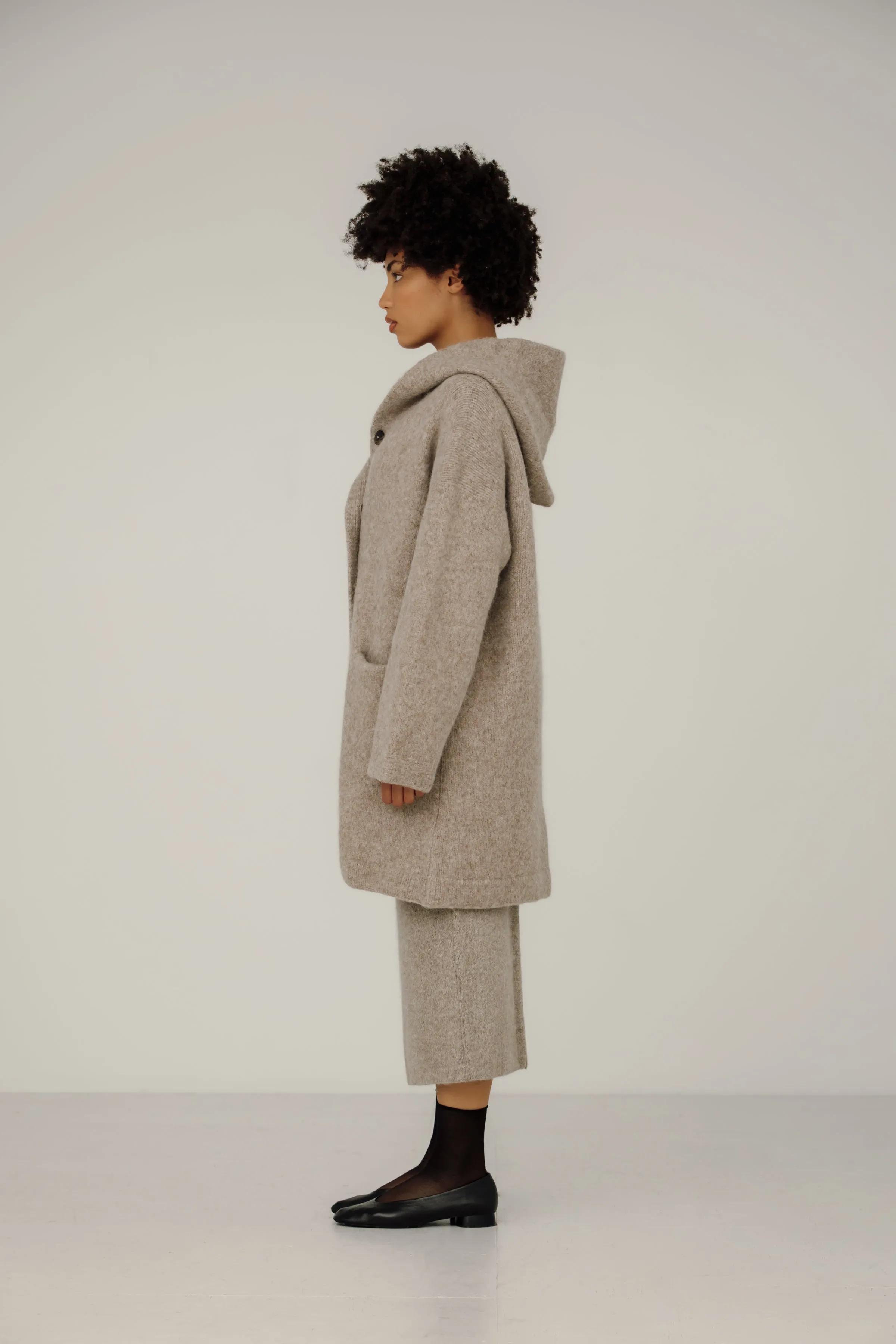 Bare Knitwear | Nook Alpaca Coat in Fawn