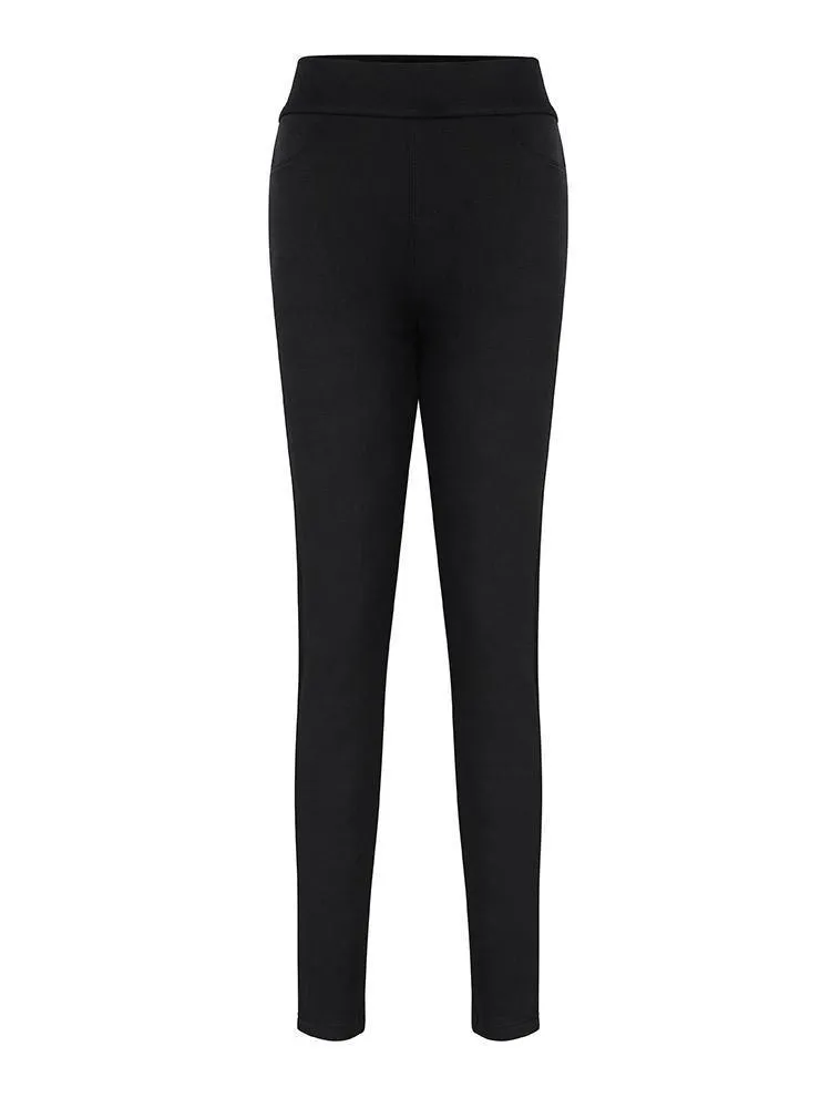 Black Goose Down Full Length Tapered Pants