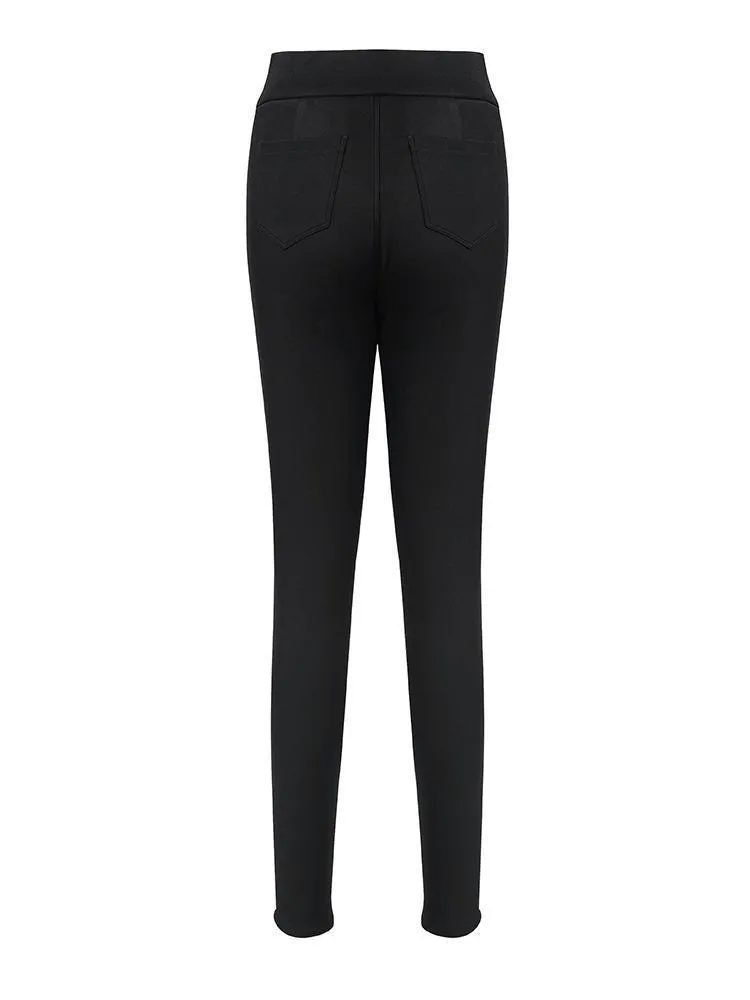 Black Goose Down Full Length Tapered Pants