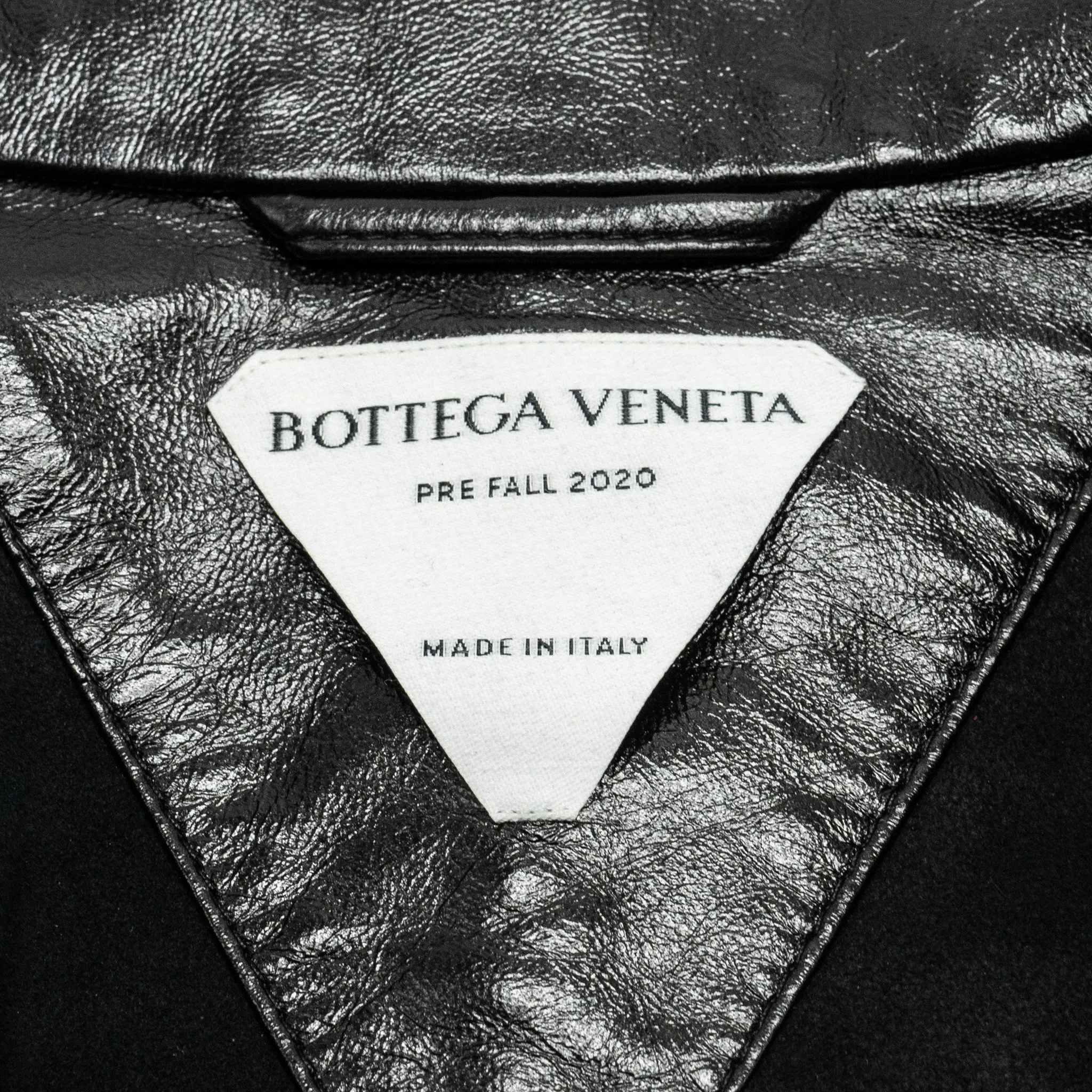 BOTTEGA VENETA Size XS Pre Fall 2020 Hooded Shell-trimmed Coat Shiny Lambskin Black