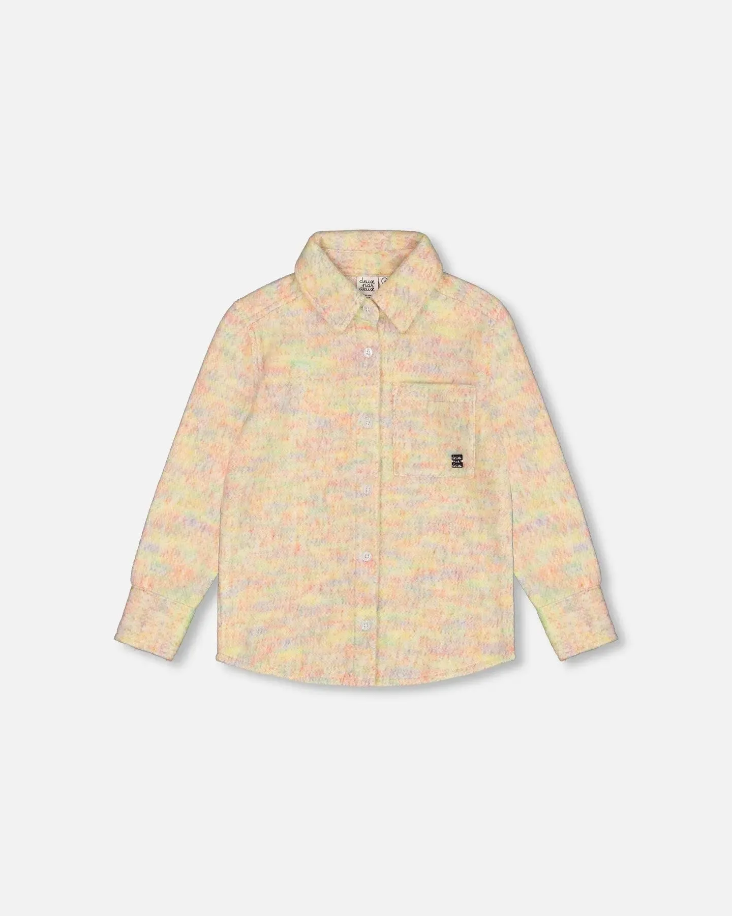 Button Down Felt Overshirt Light Beige Multicolor