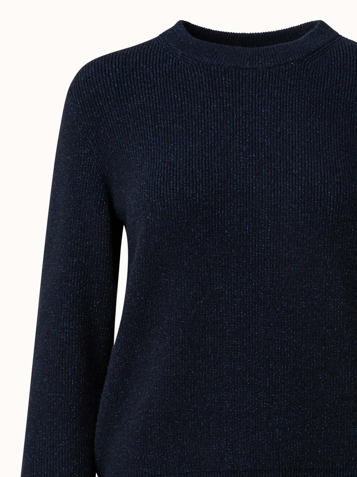 Cashmere Lurex Ribbed Knit Pullover