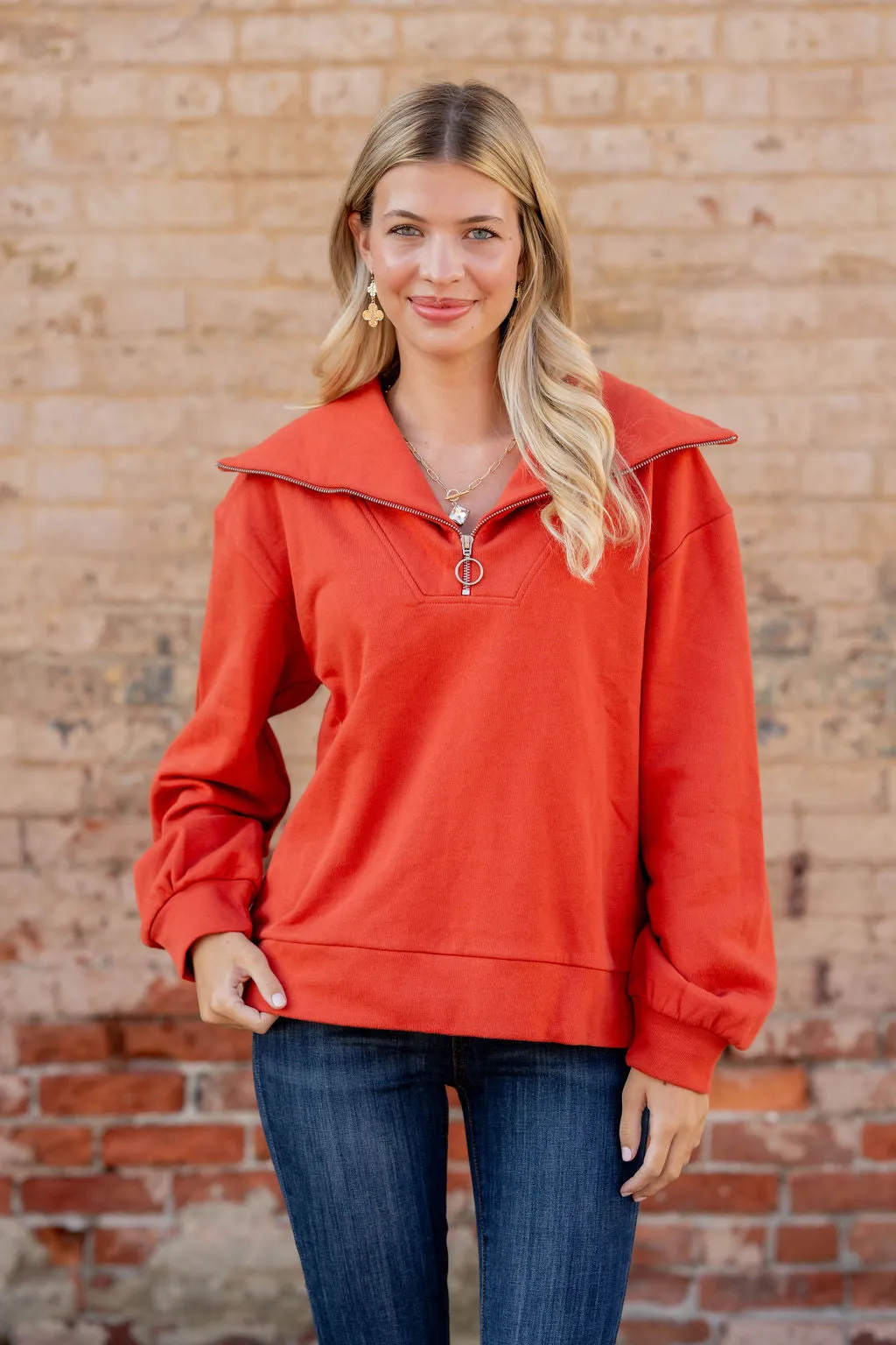 Circle Zipper Pullover Sweatshirt