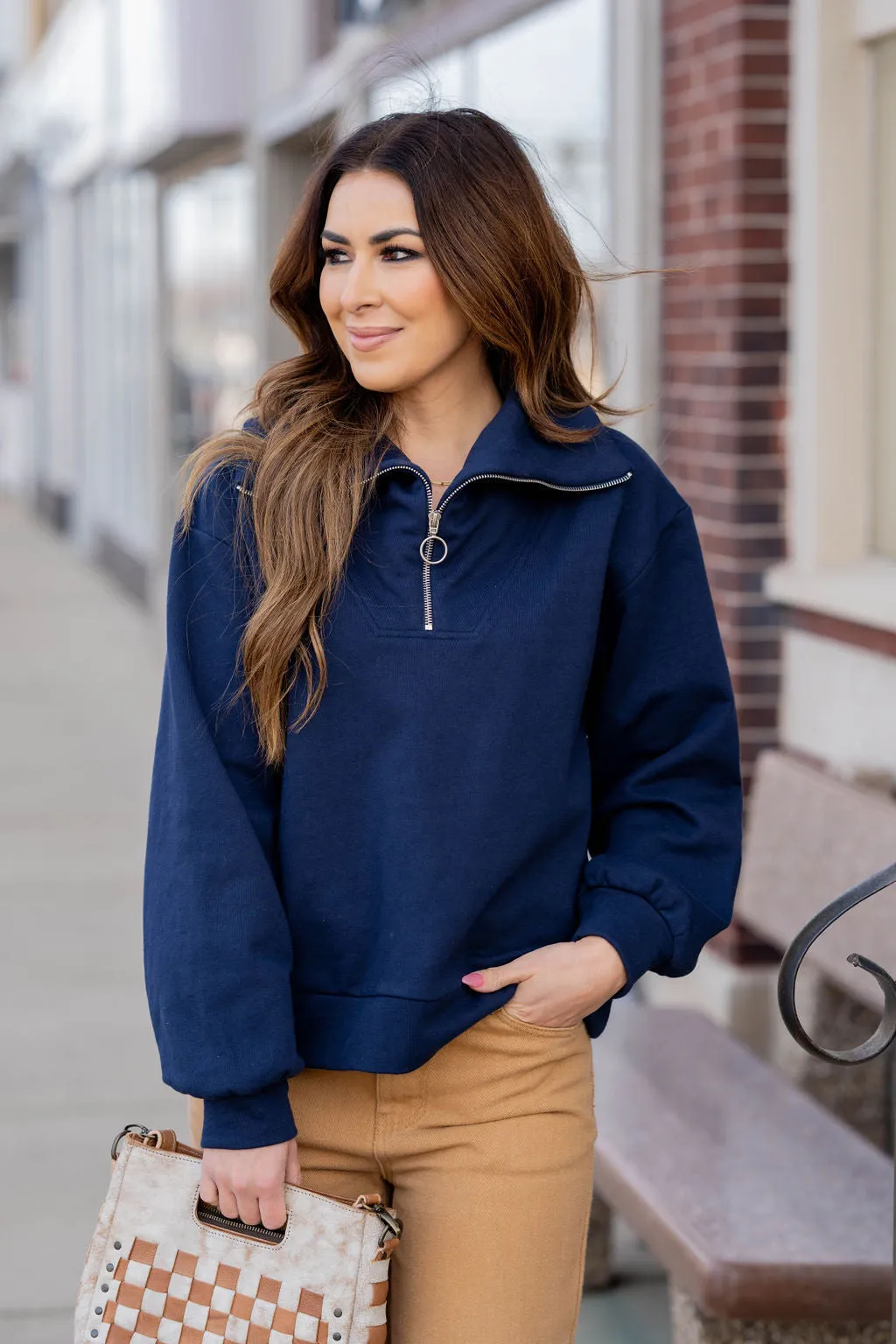 Circle Zipper Pullover Sweatshirt