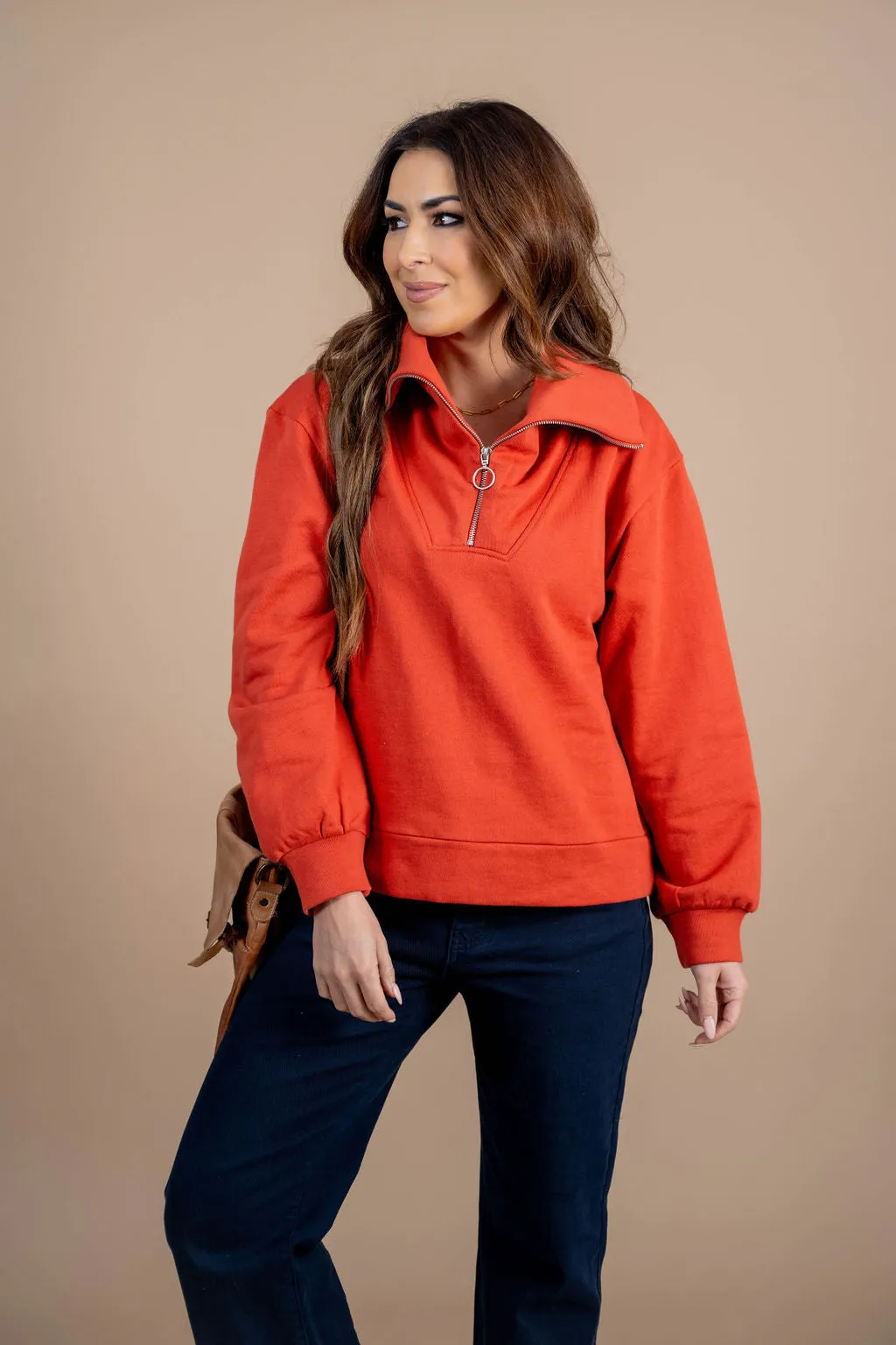 Circle Zipper Pullover Sweatshirt