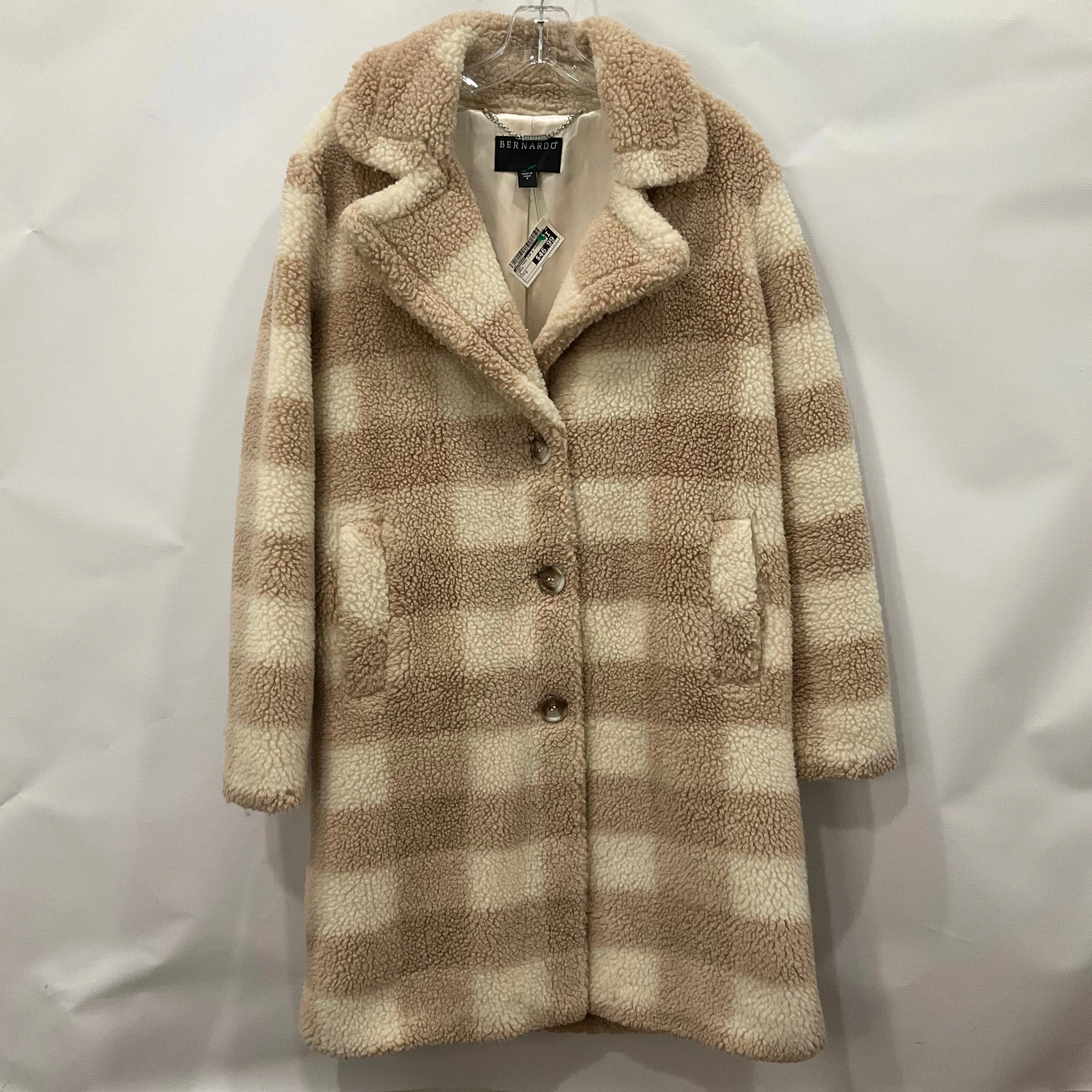 Coat Faux Fur & Sherpa By Bernardo In Cream, Size: S