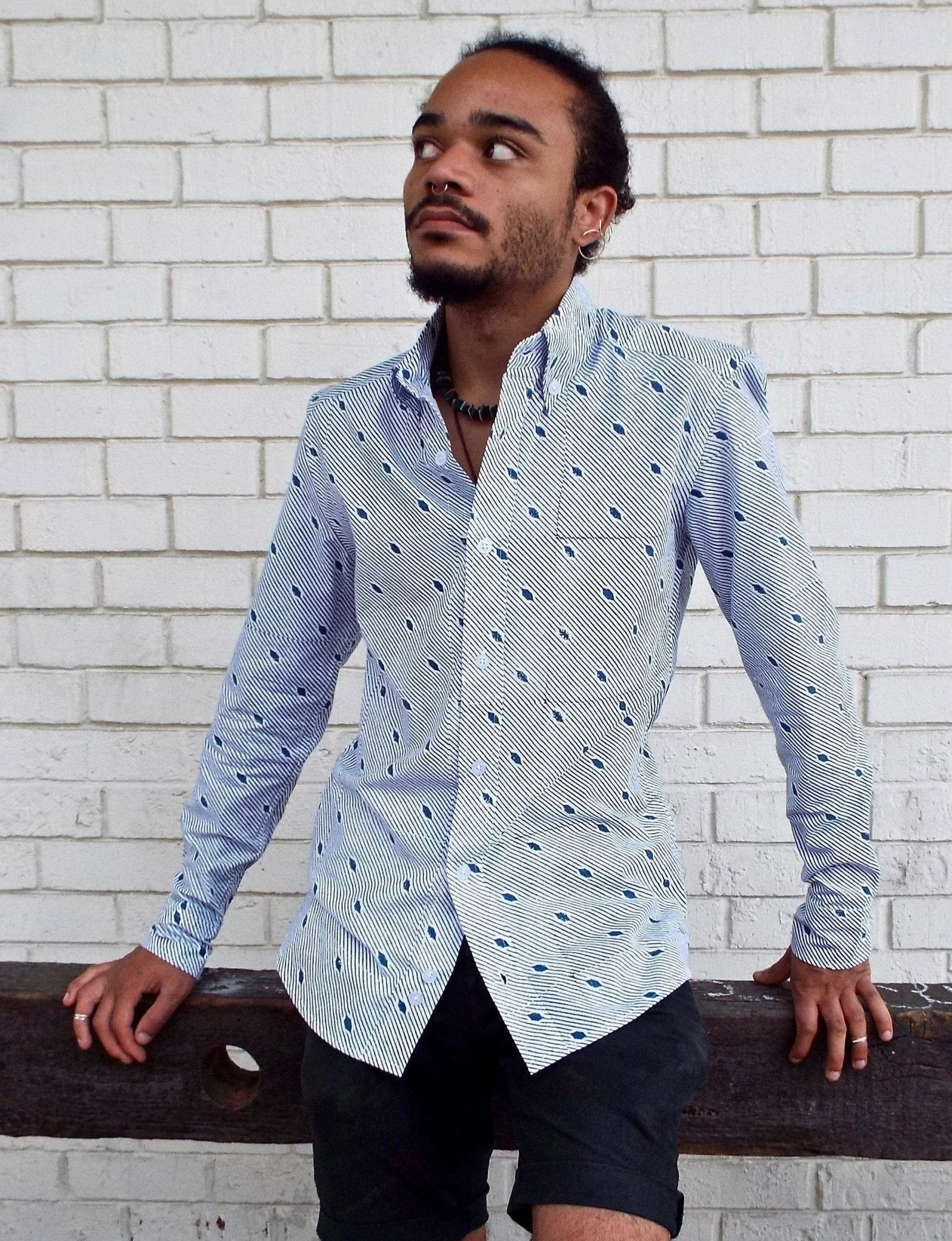 Diagonal Organic Cotton Men's Button Down Shirt