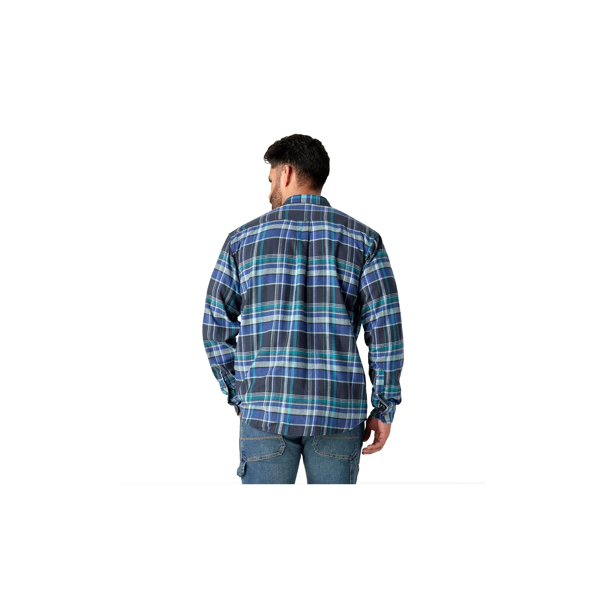 Dickies Flannel Button Down Shirt Navy Blue Multi Plaid