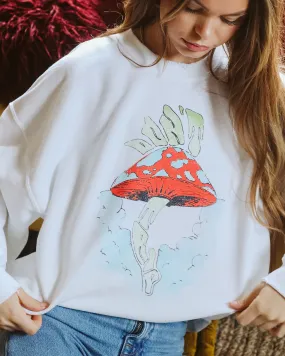 Don't Trip White Thrifted Sweatshirt