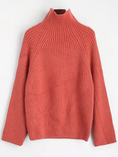 Fashion Plain High Neck Sweater