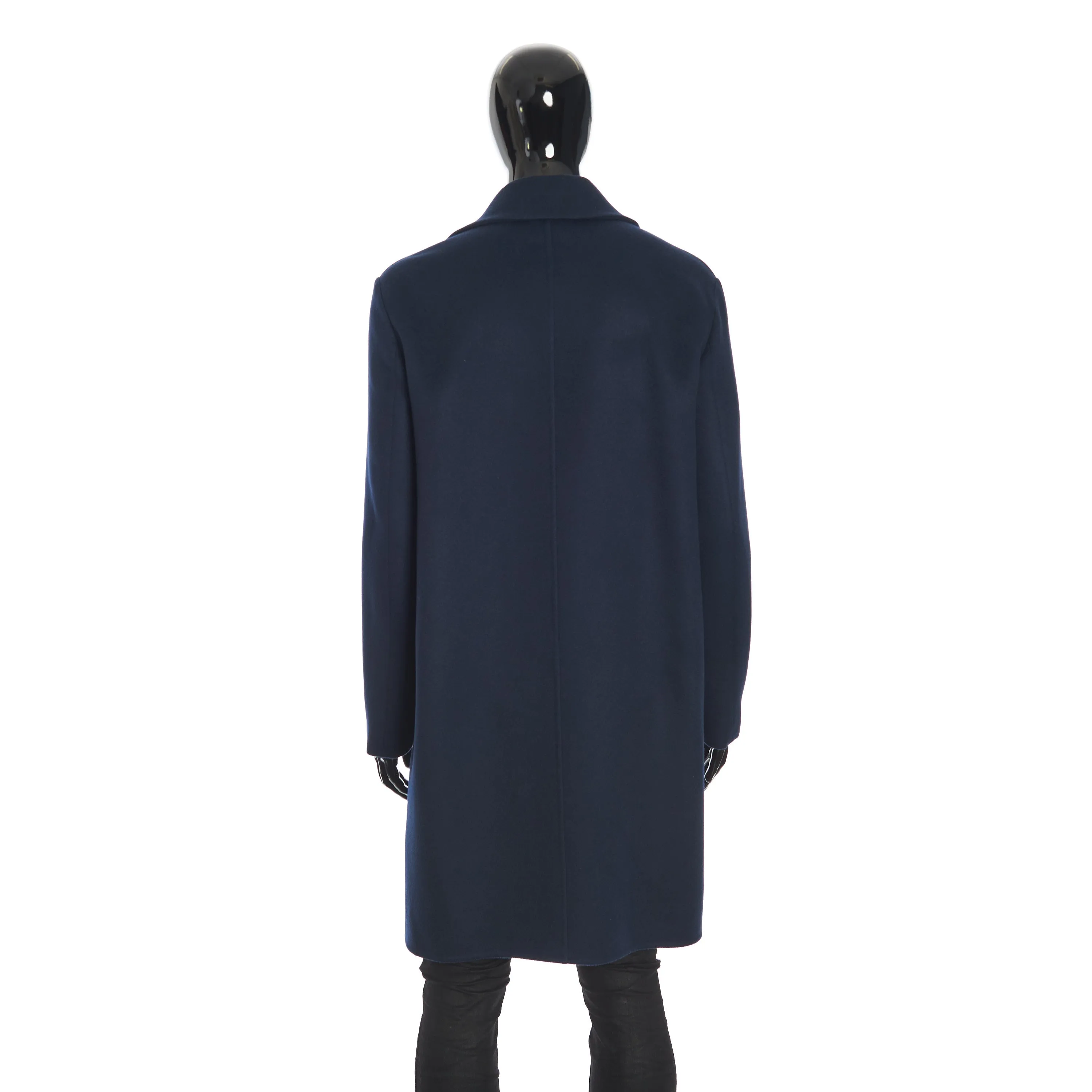 Findon Single Breasted Coat In Sapphire Blue Double Faced Cashmere