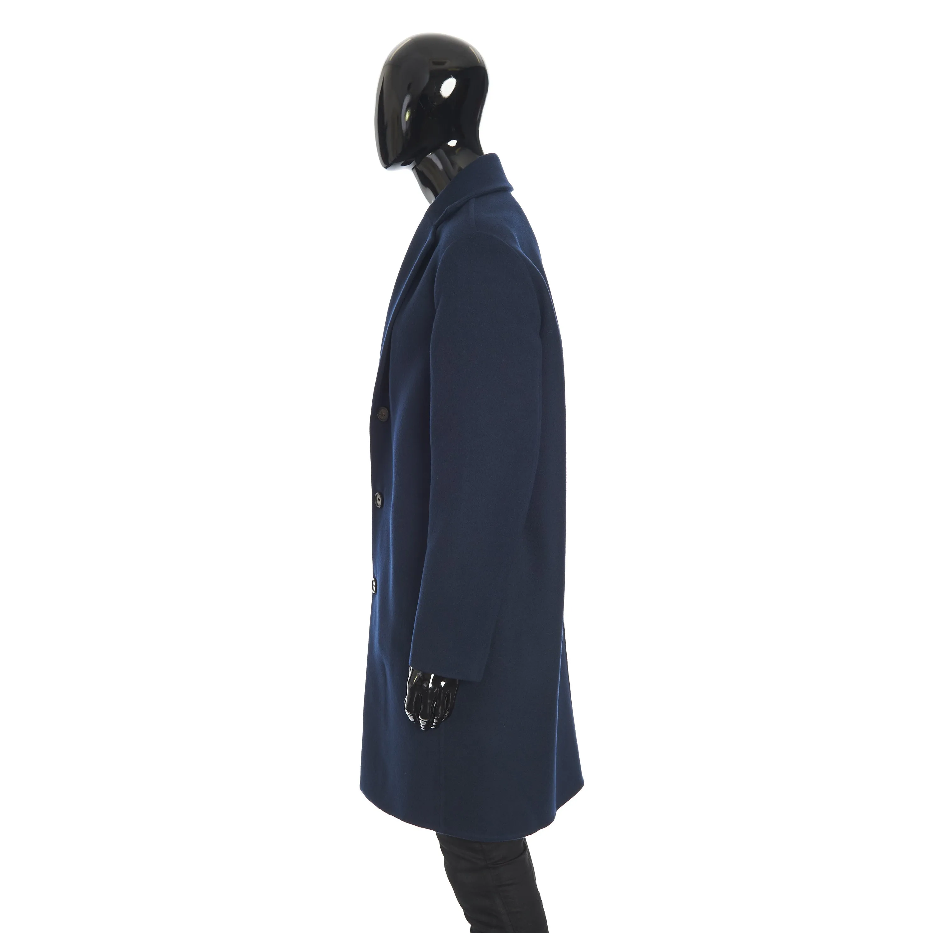 Findon Single Breasted Coat In Sapphire Blue Double Faced Cashmere