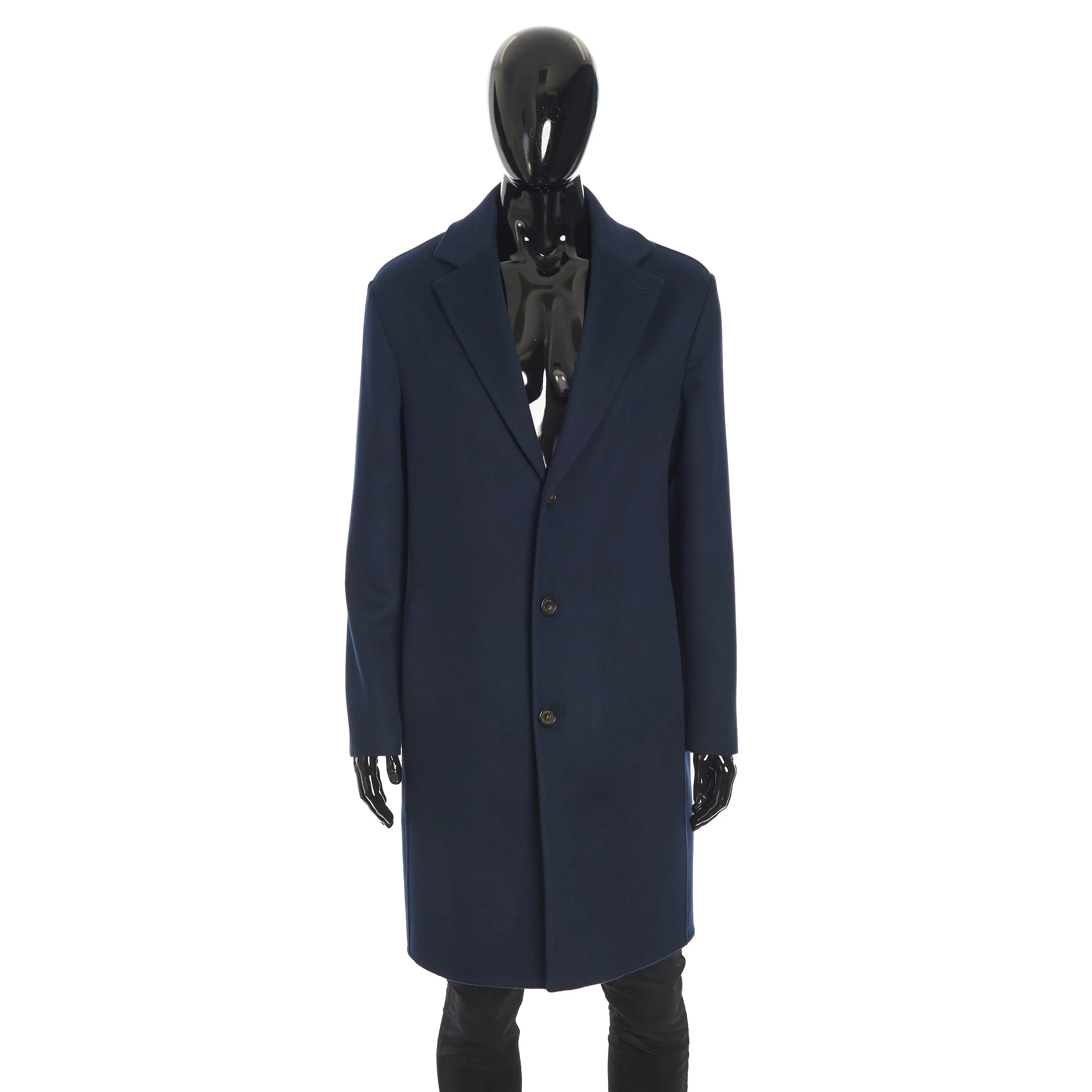 Findon Single Breasted Coat In Sapphire Blue Double Faced Cashmere