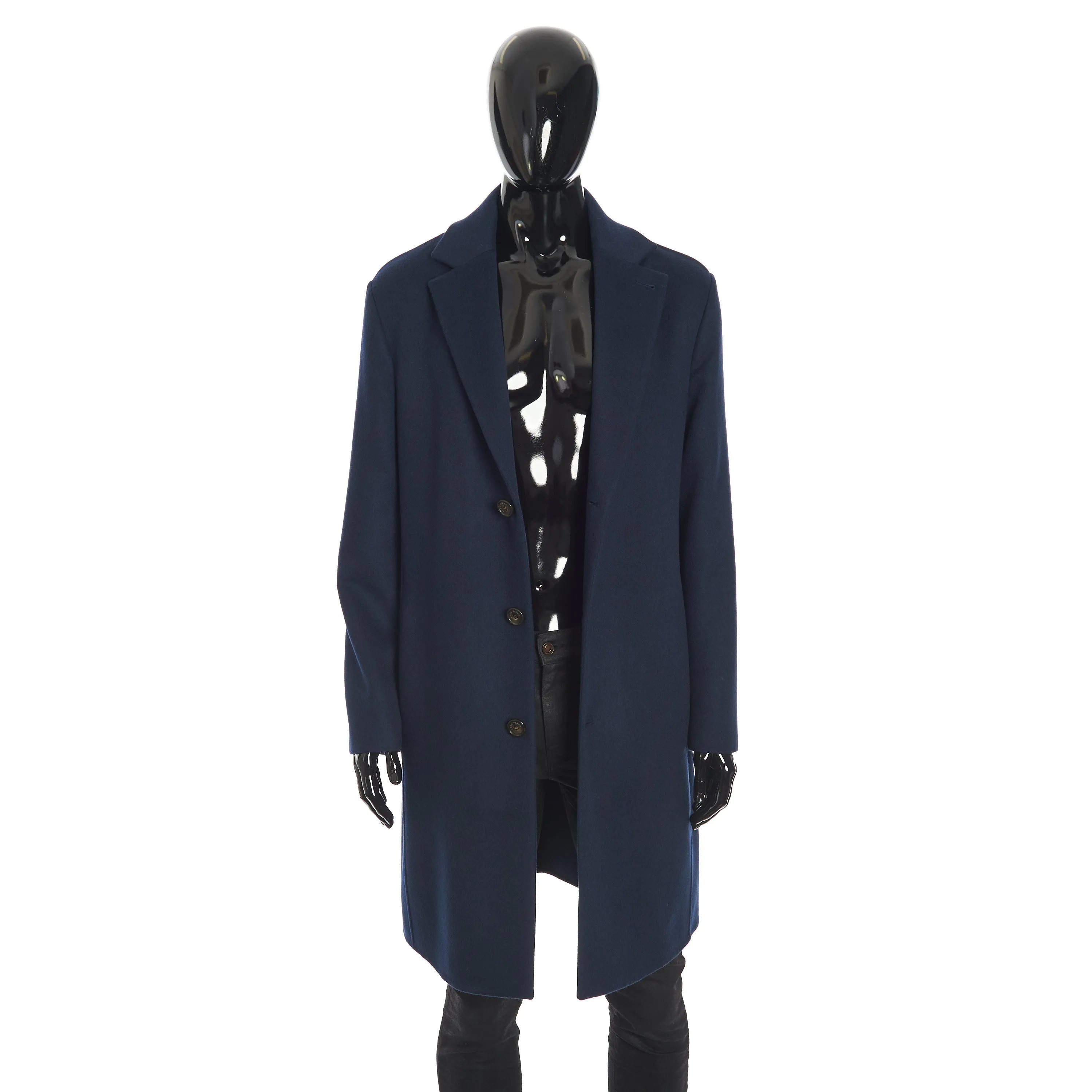 Findon Single Breasted Coat In Sapphire Blue Double Faced Cashmere