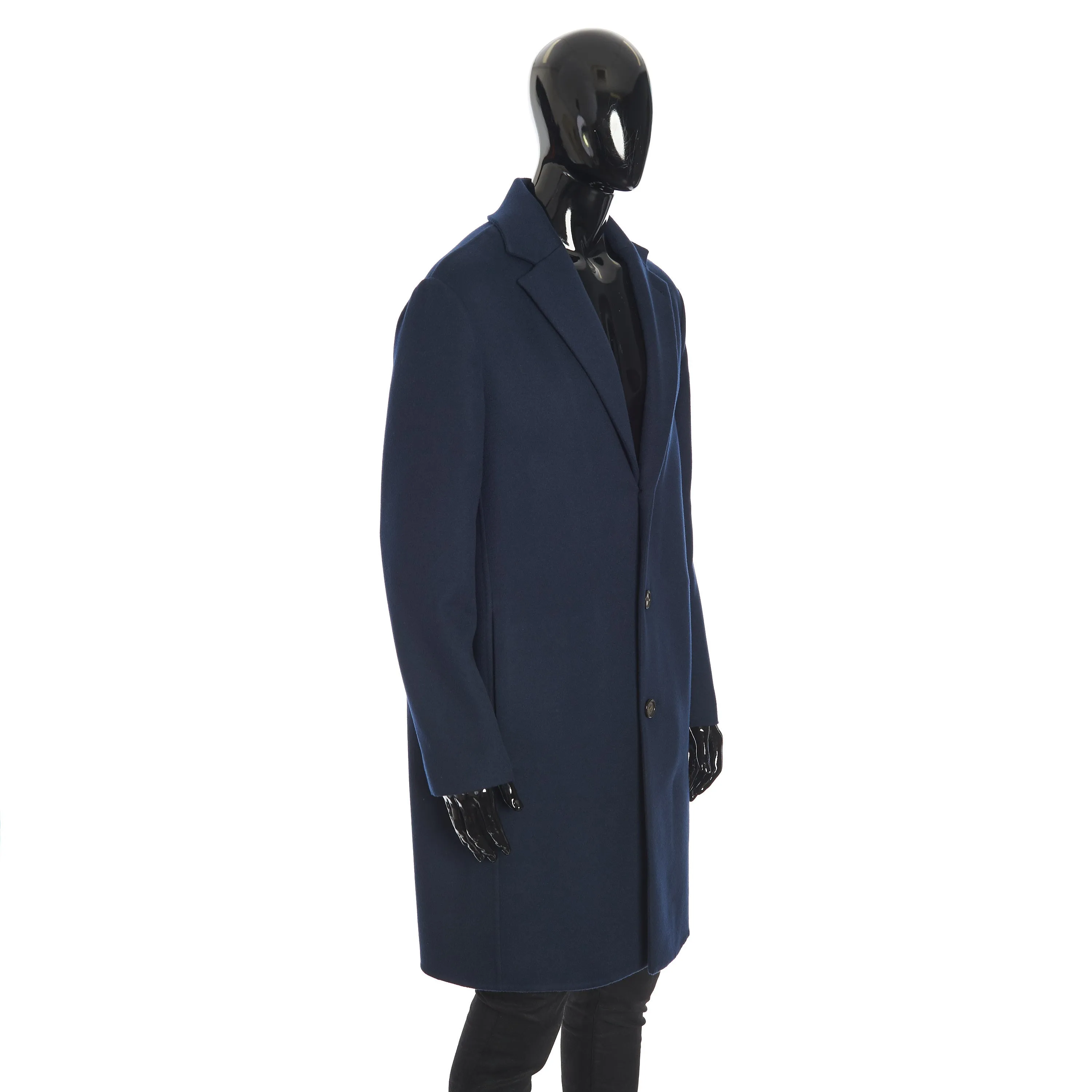 Findon Single Breasted Coat In Sapphire Blue Double Faced Cashmere