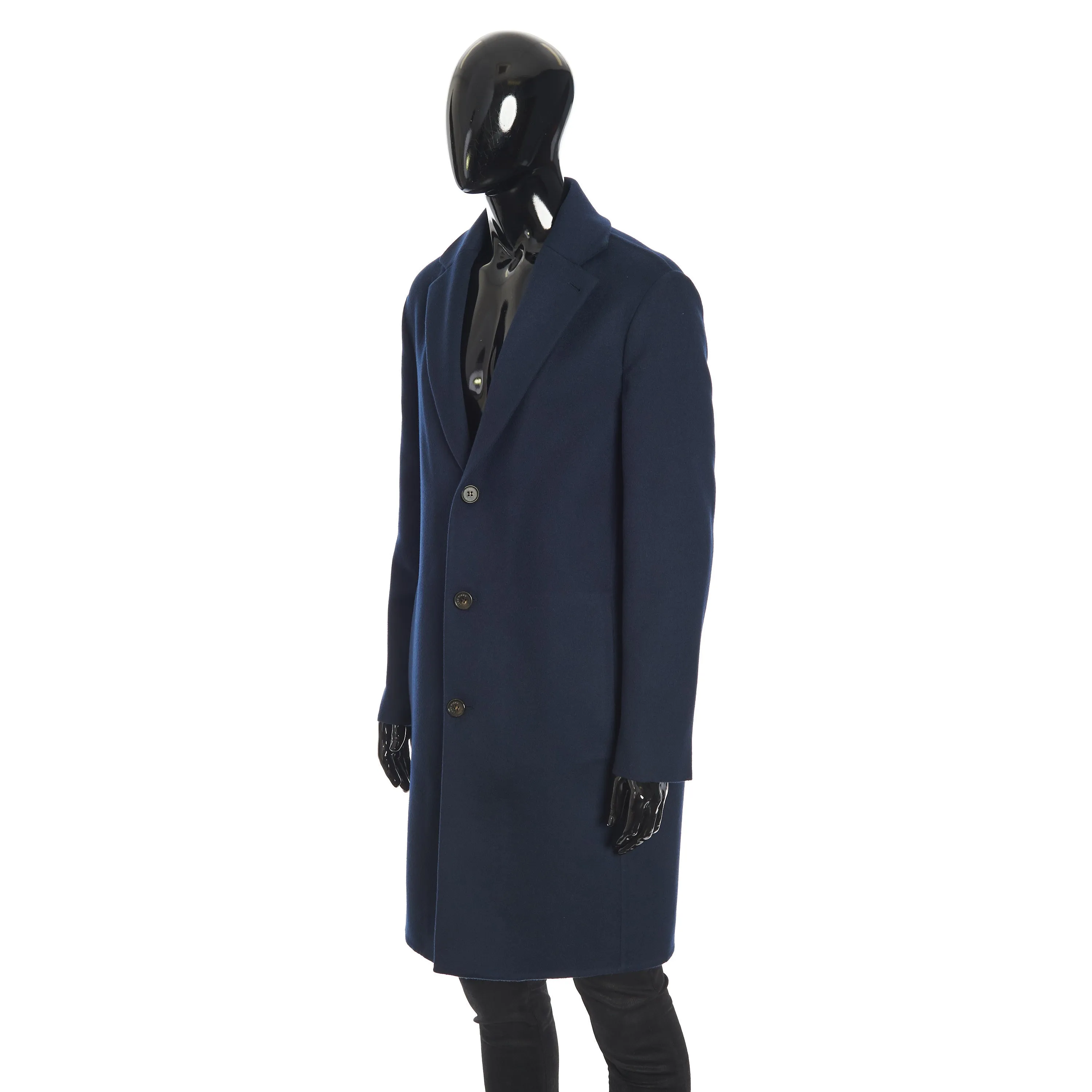 Findon Single Breasted Coat In Sapphire Blue Double Faced Cashmere