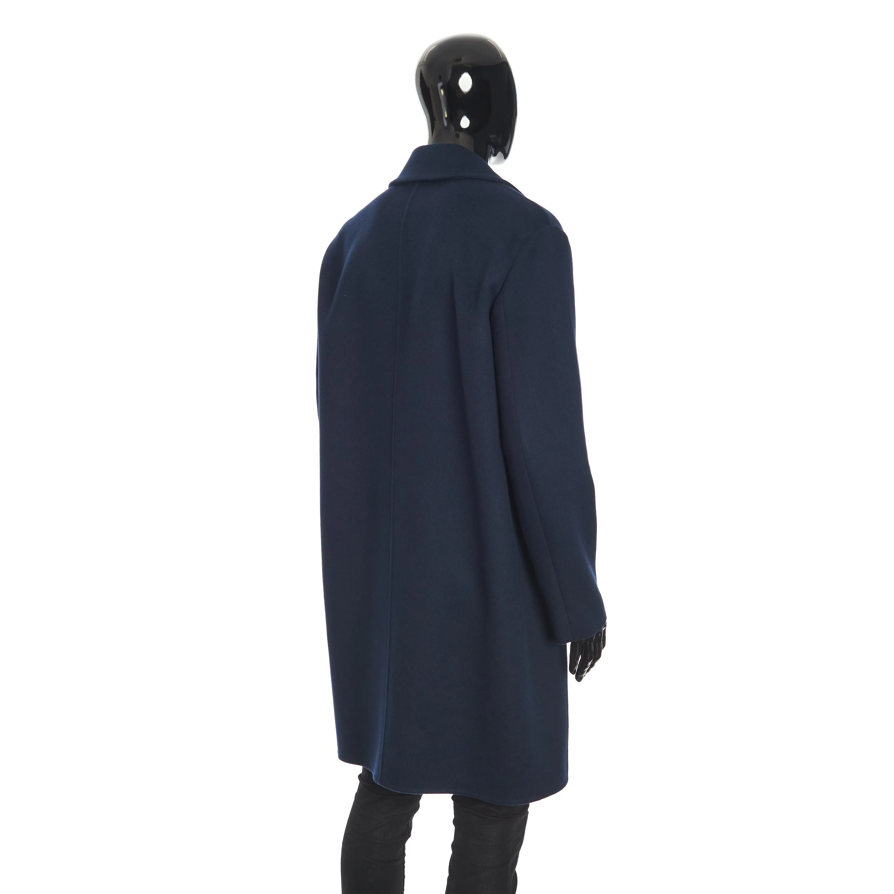 Findon Single Breasted Coat In Sapphire Blue Double Faced Cashmere