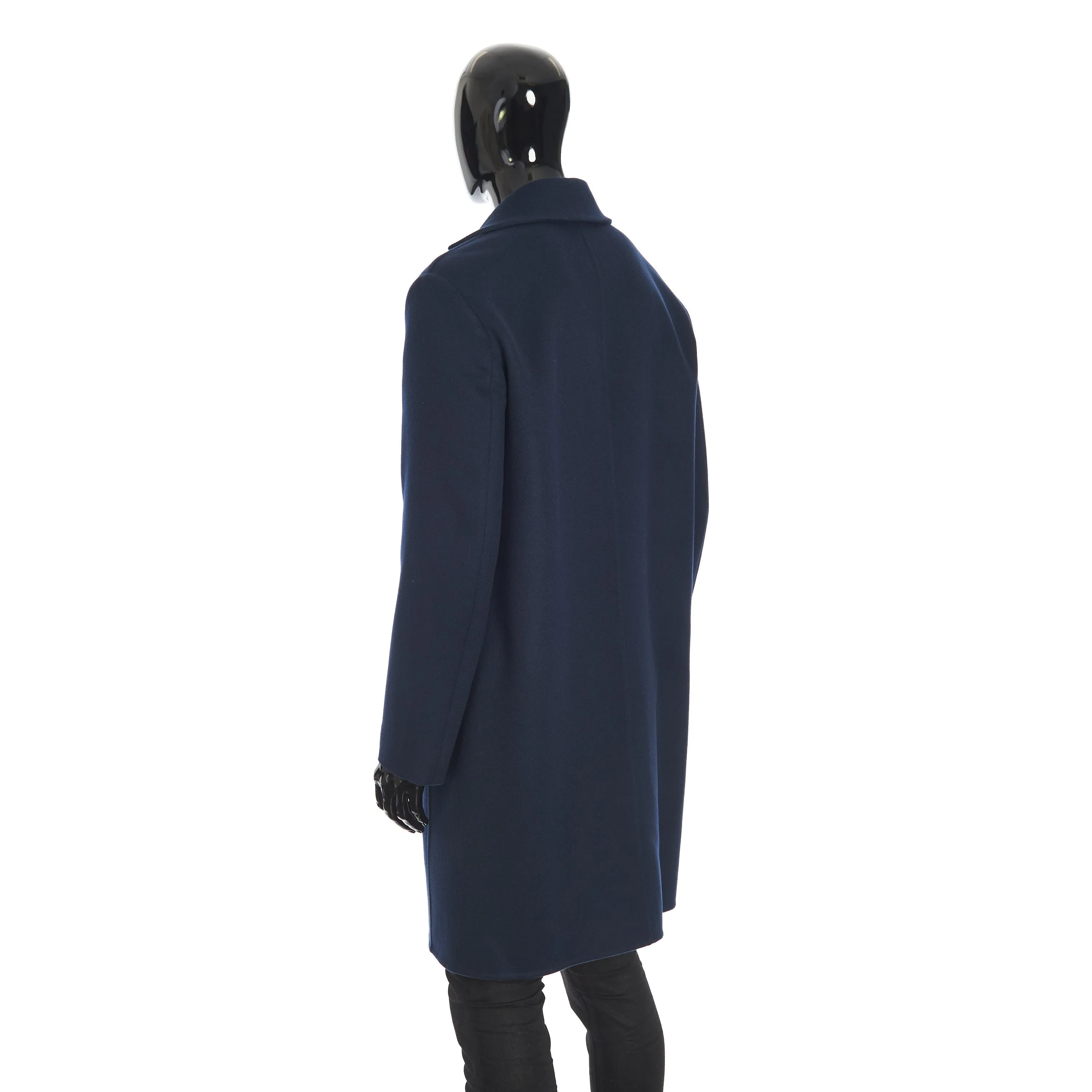 Findon Single Breasted Coat In Sapphire Blue Double Faced Cashmere