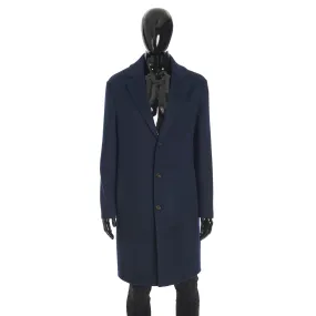 Findon Single Breasted Coat In Sapphire Blue Double Faced Cashmere