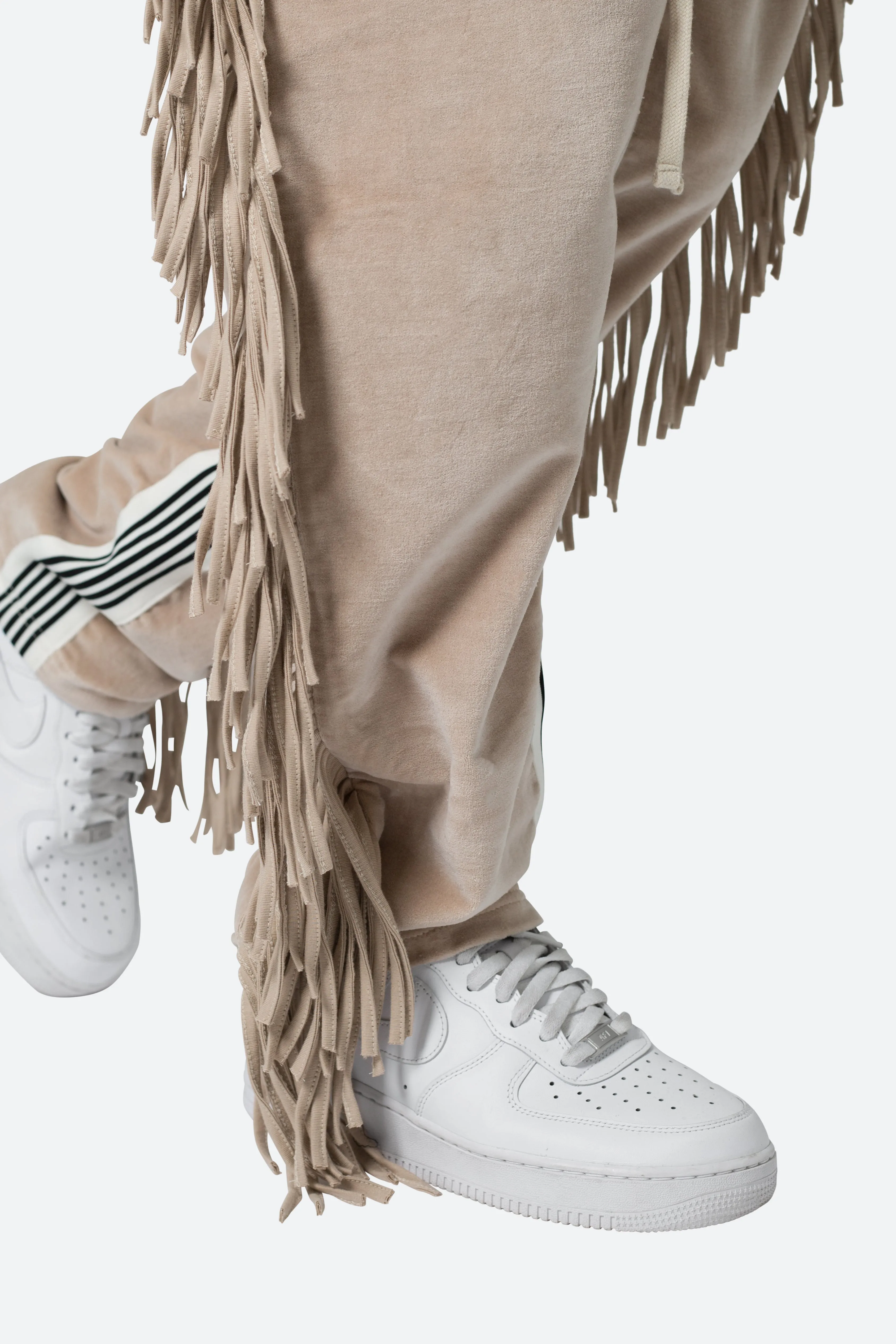 Fringe Velour Sweatpants - Dust