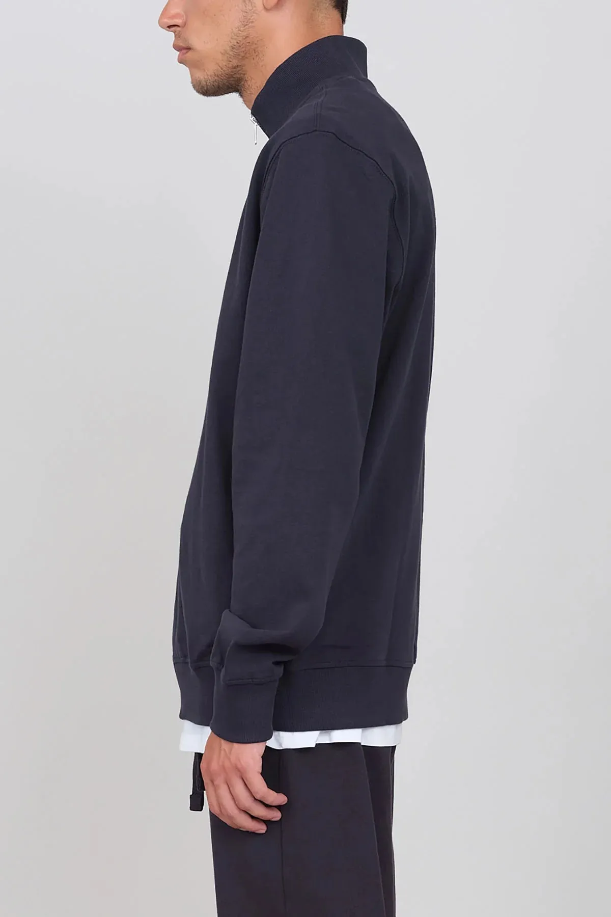 Gauze Sweatshirt With A Zipper Blue