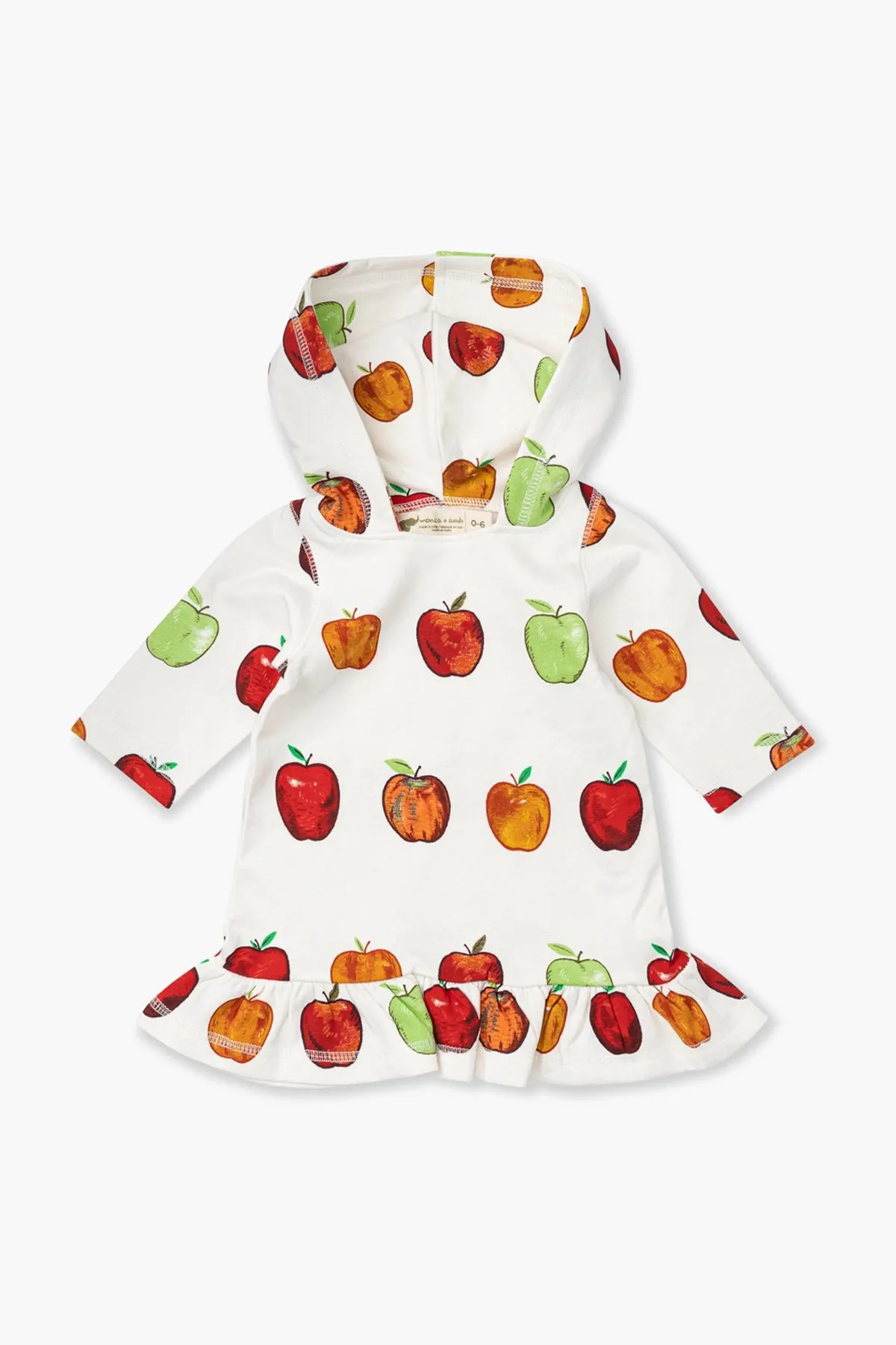 Hooded Ruffle Sweatshirt Dress_Apple Orchard