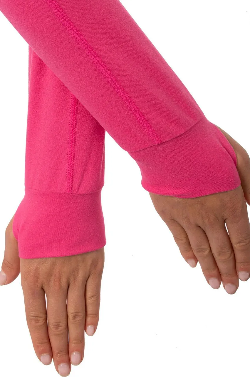 Hot Pink Contrast Quarter Zip Pullover