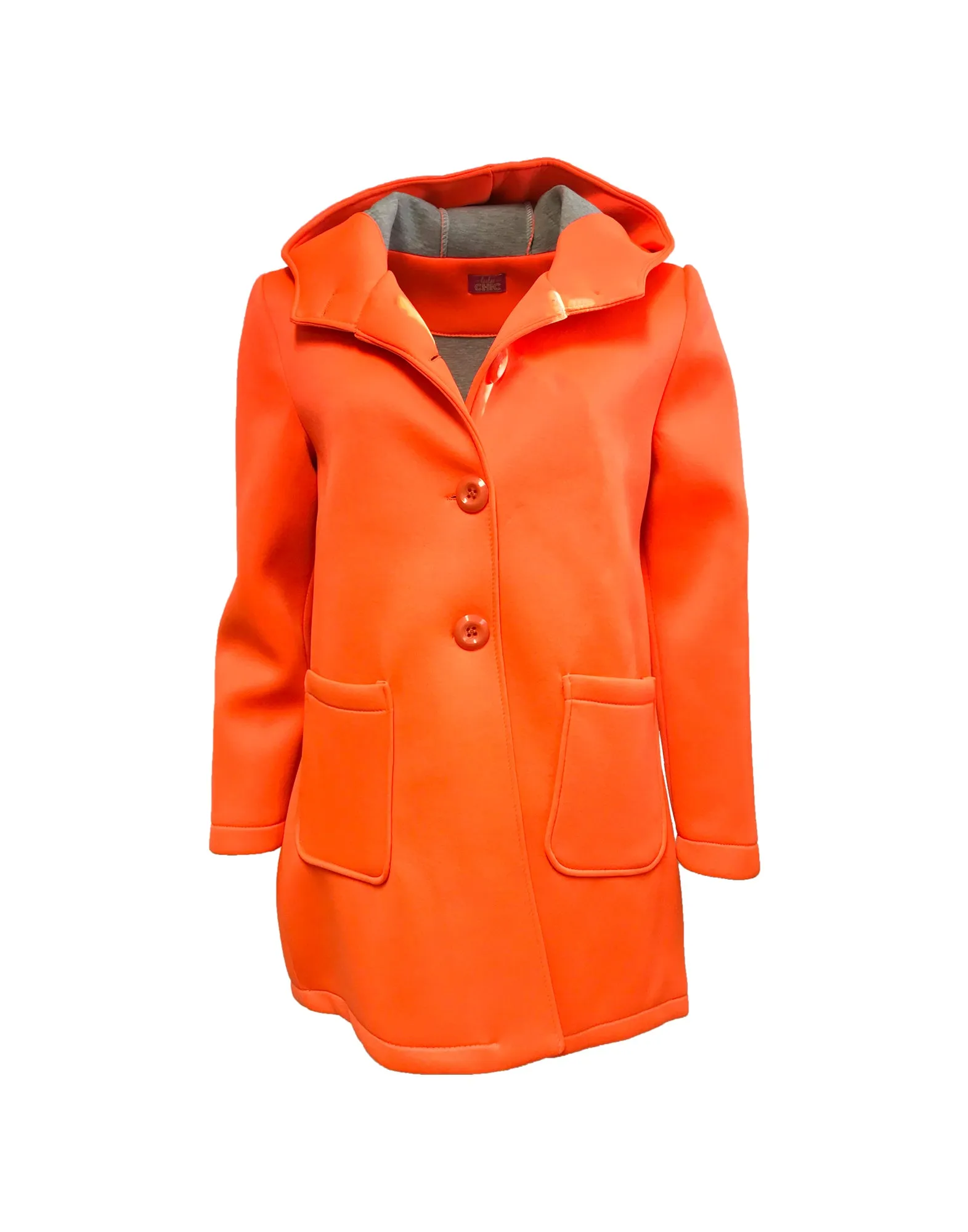 LAST PIECE - Neo fluo orange hooded coat