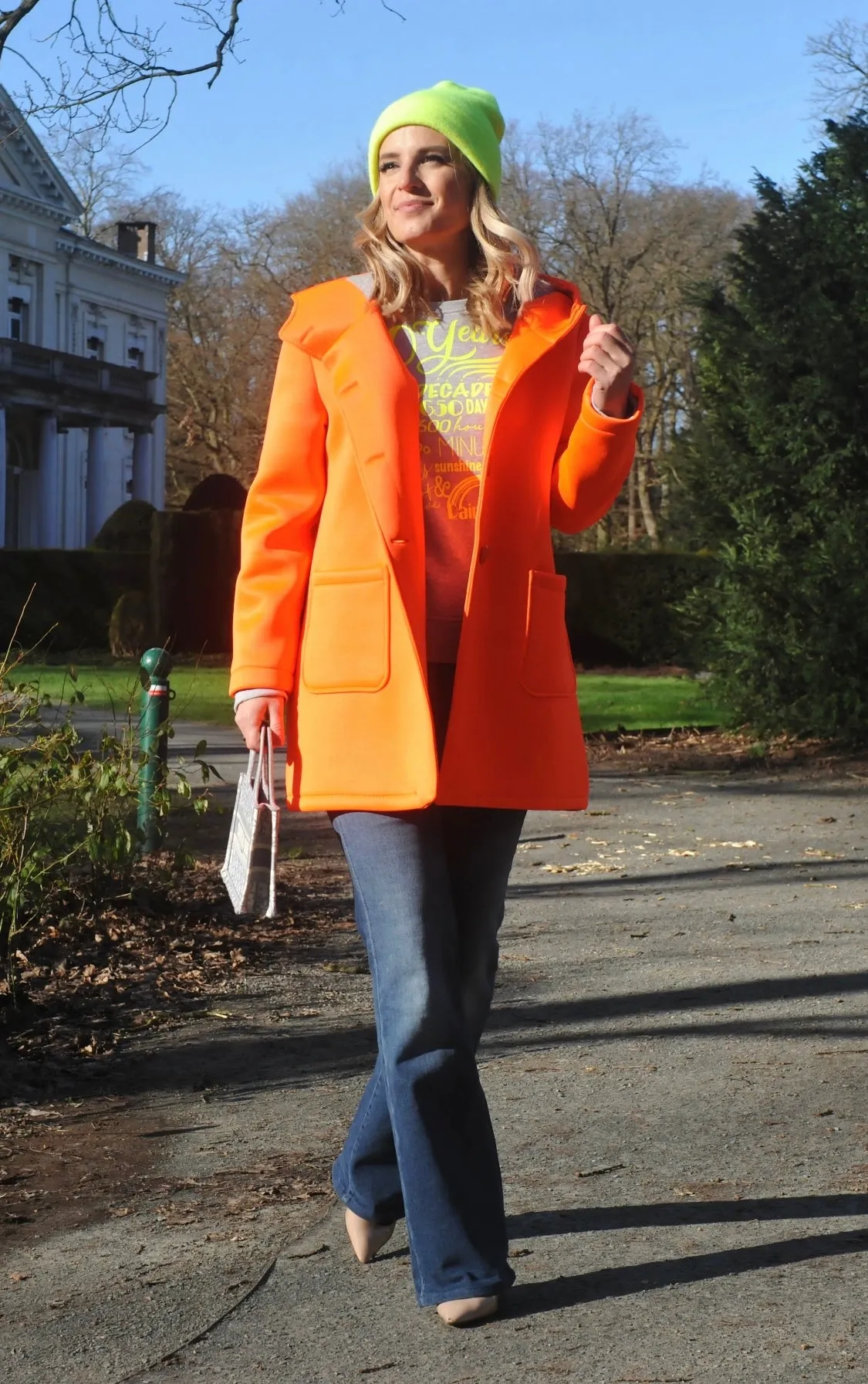 LAST PIECE - Neo fluo orange hooded coat