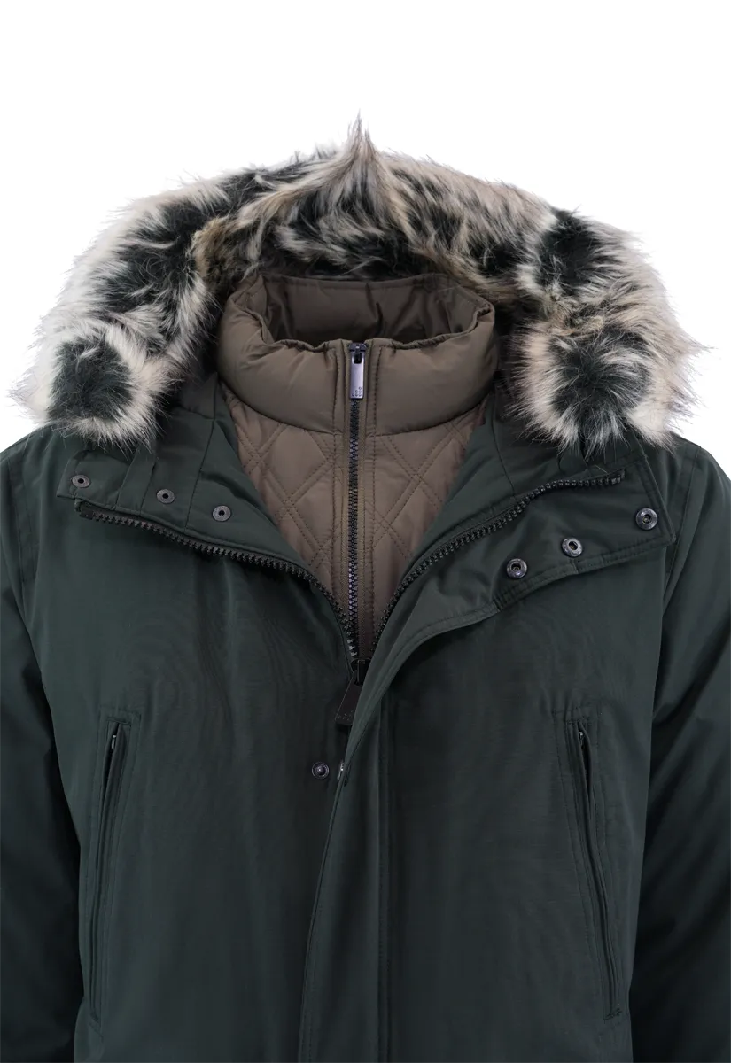 London Fog Men's 3-in-1 Snorkel Parka Olive L