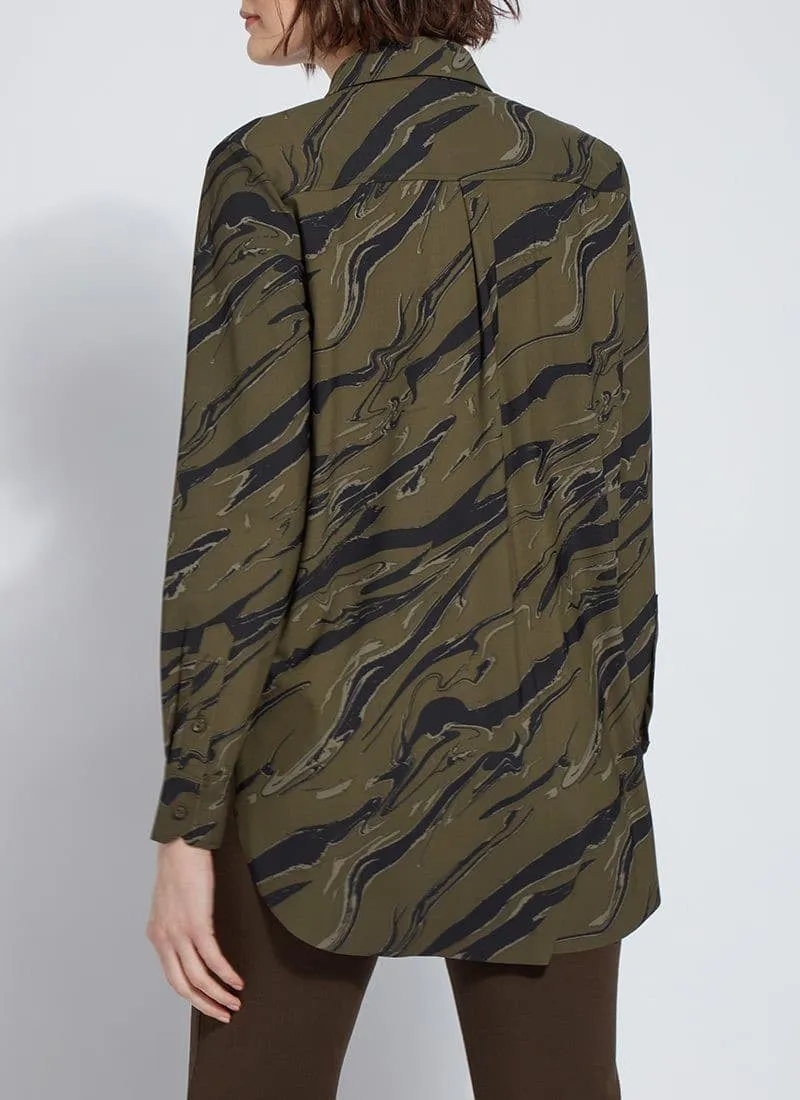 Lysse Schiffer Button Down Printed in Olive Branch