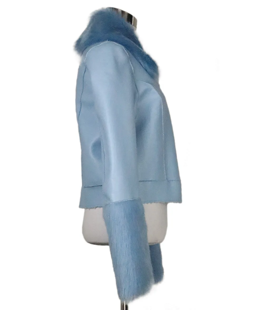 Manoush Blue Coat w/ Fur Trim sz 4