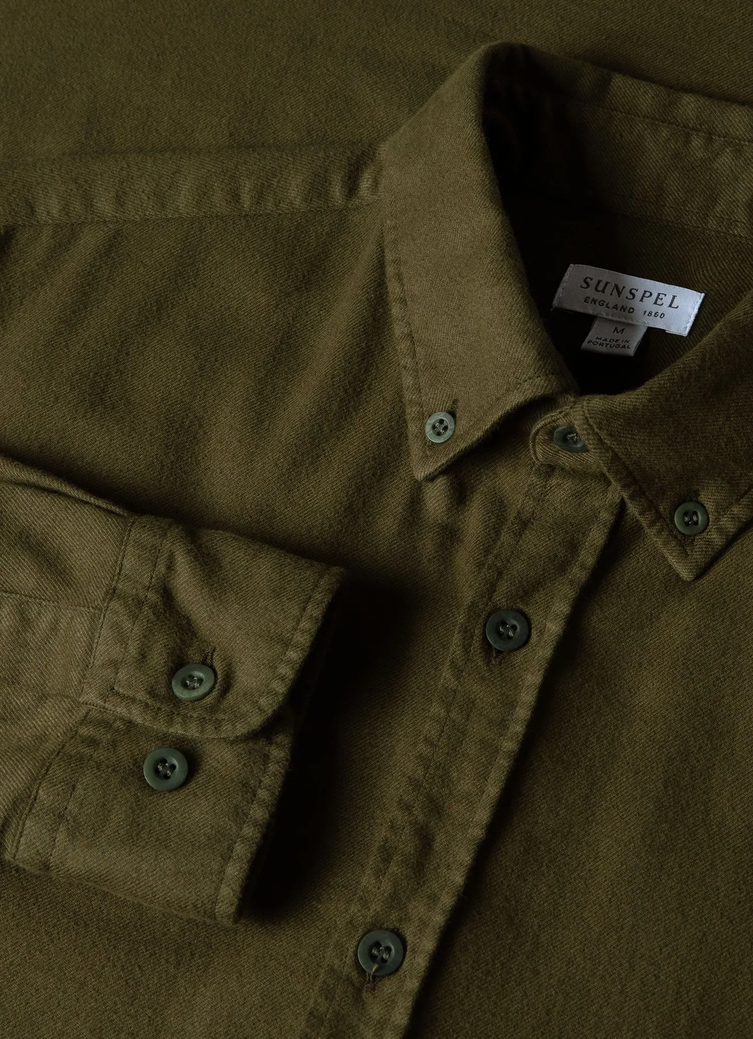 Men's Button Down Flannel Shirt in Dark Olive