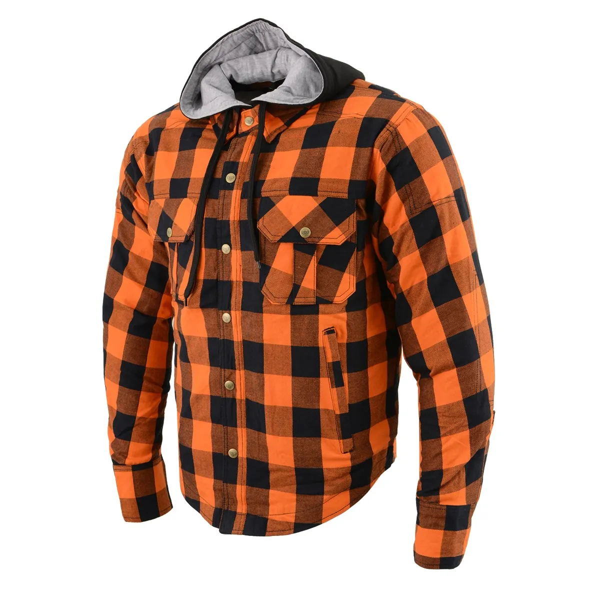 Milwaukee Leather MPM1642 Men's Plaid Hooded Flannel Biker Shirt with