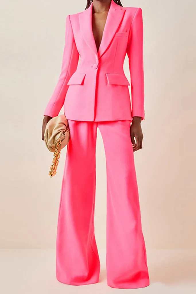 One Buckle Coat and Long Leg Pants Suit Set