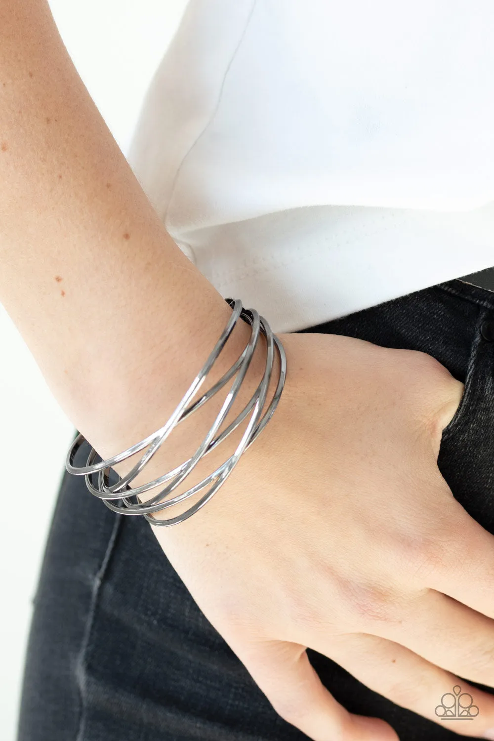 Paparazzi Down To The Wire Black Cuff Bracelet