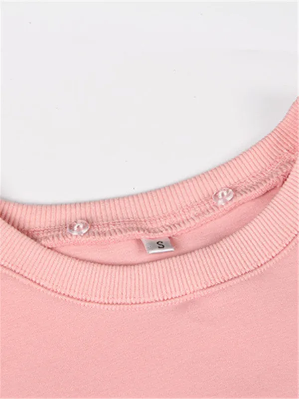 Pink Fake Two Piece Pullover Sweatshirt