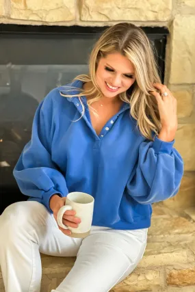 Piper Snap Button Pullover : Royal Blue