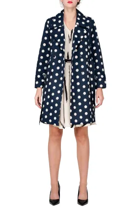 SCANDINAVIA-Polka Dot Double Breasted Belted Trench Coat