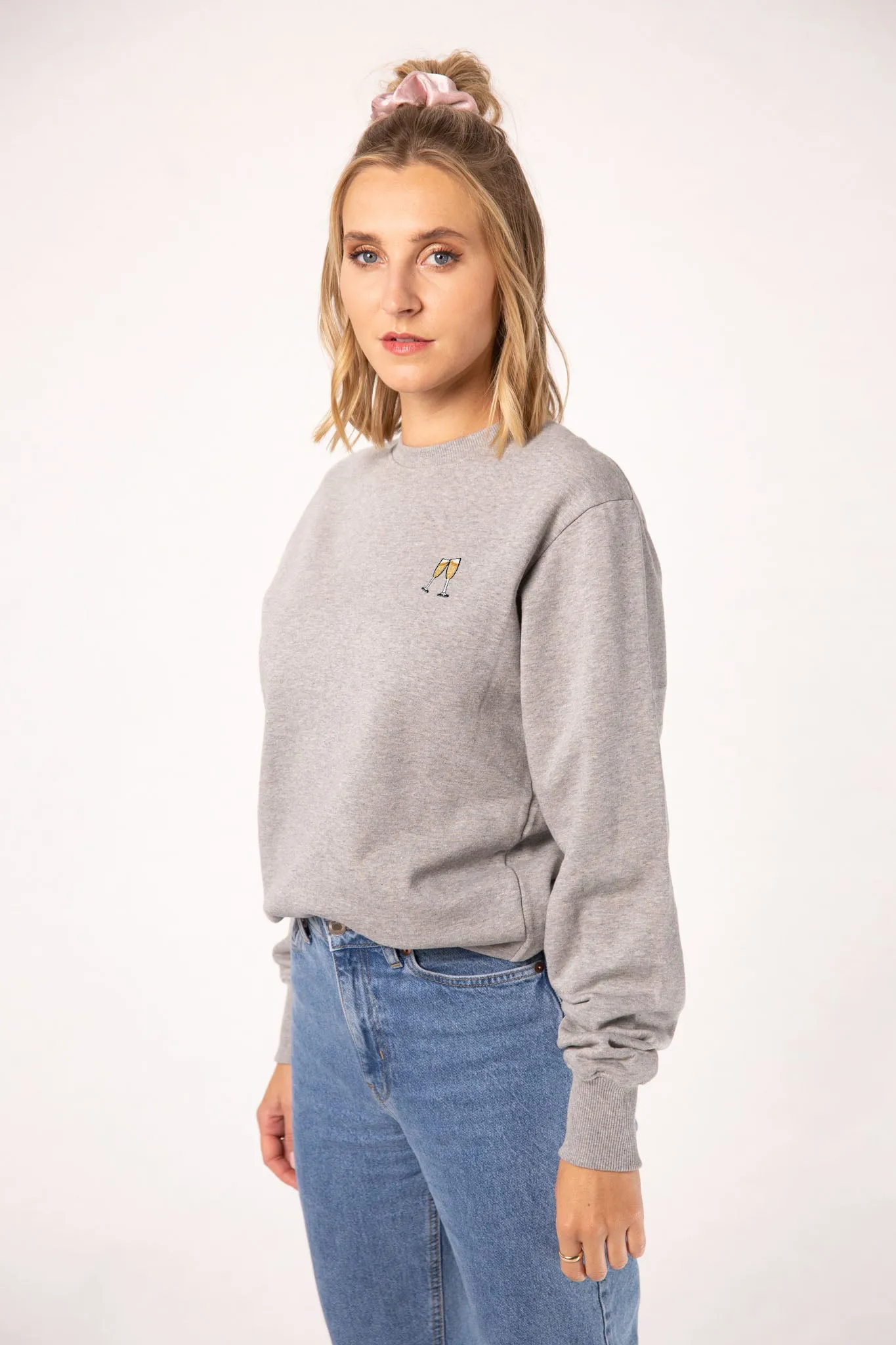 Sekt | Bestickter Bio-Baumwoll Frauen Pullover