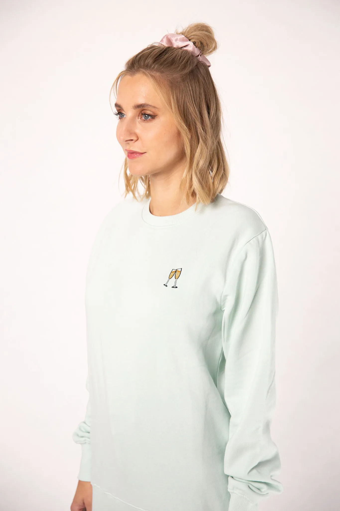 Sekt | Bestickter Bio-Baumwoll Frauen Pullover