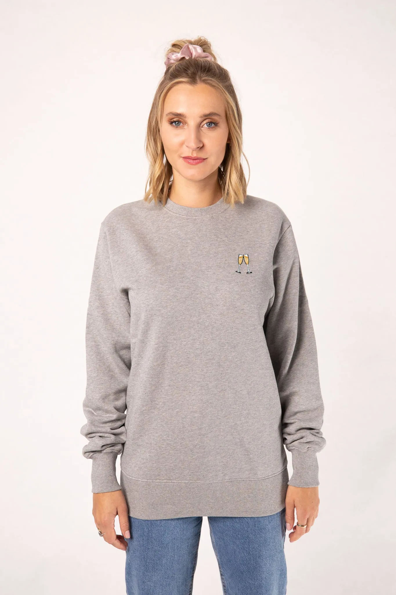 Sekt | Bestickter Bio-Baumwoll Frauen Pullover