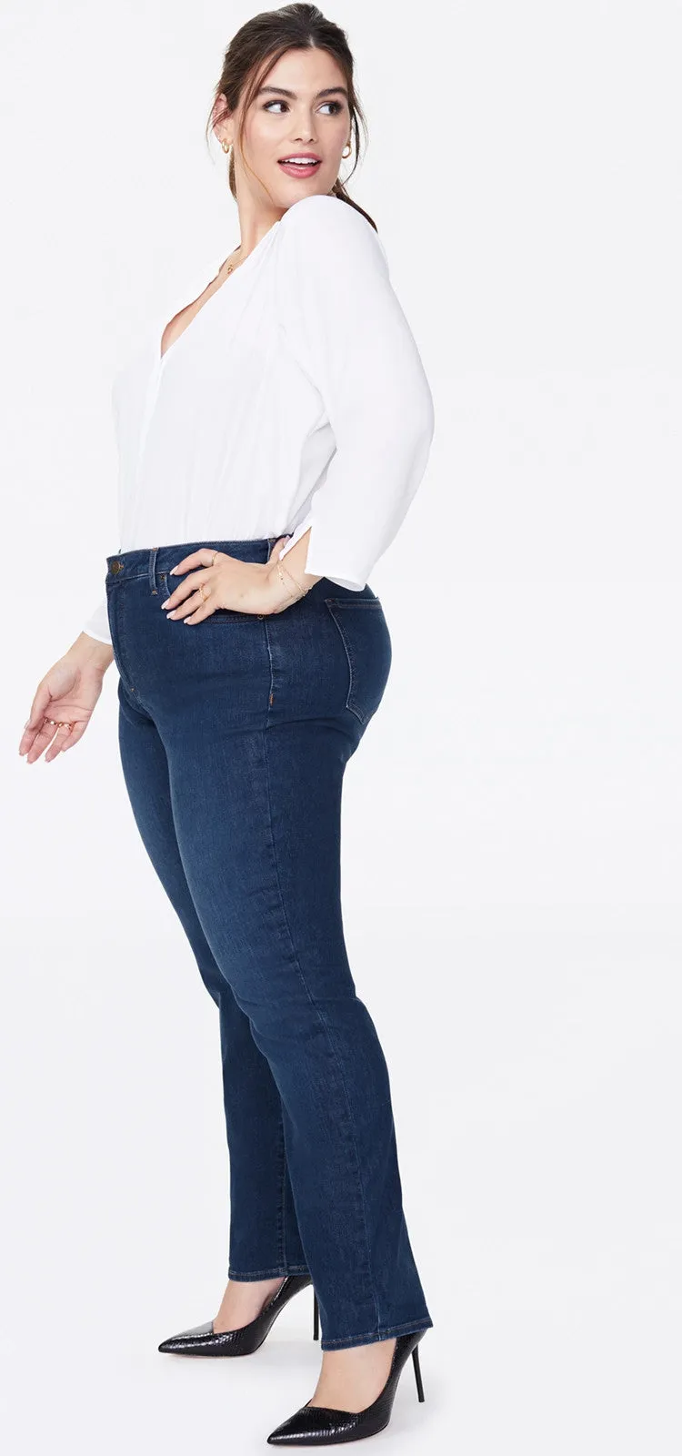 Sheri Slim Jeans Mediumblauw Premium Denim (Plus) | Quinn